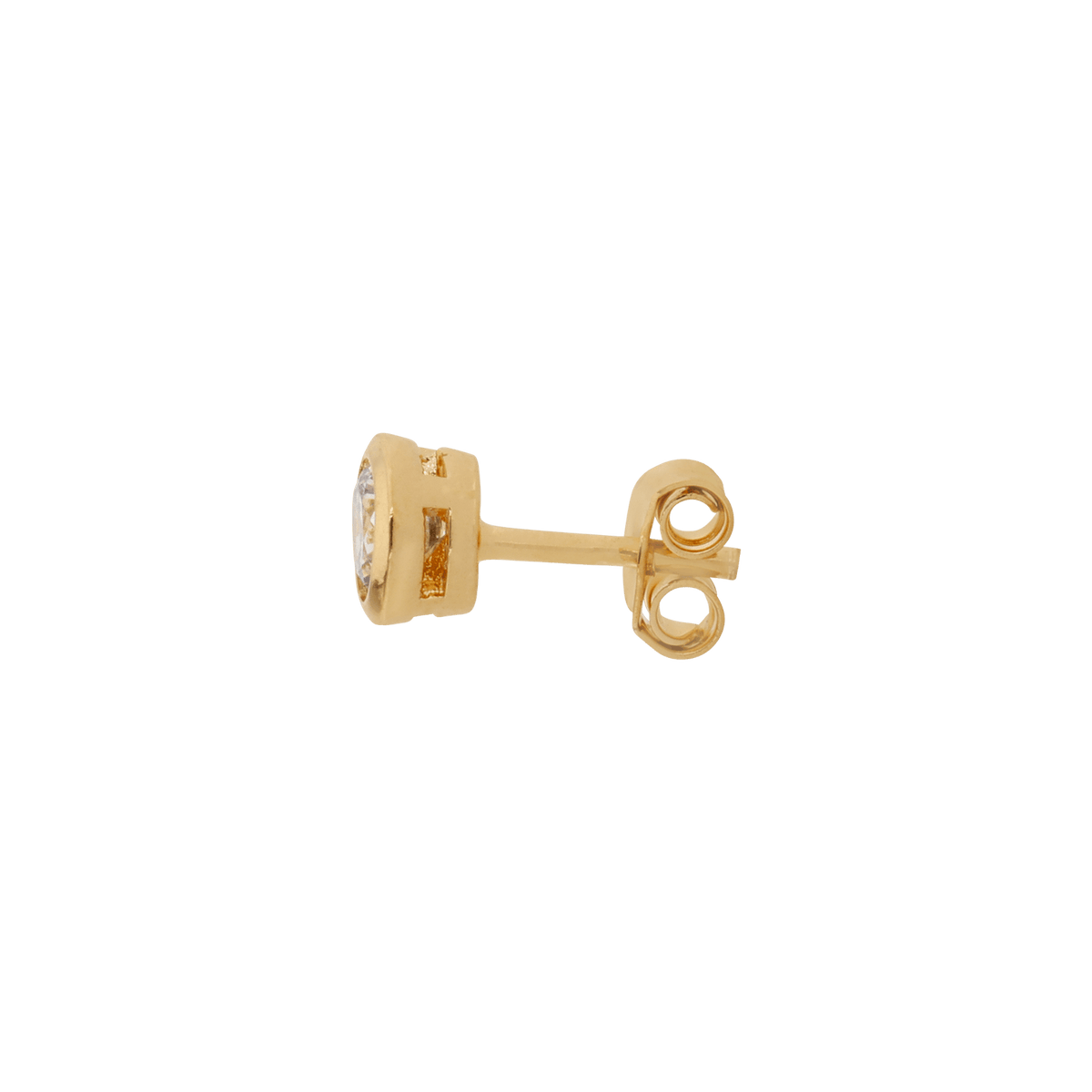 Boucles D'oreilles Zirconium 4mm Serti Clos Plaqué Or