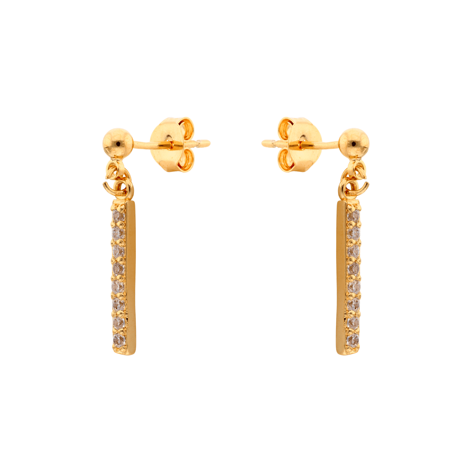 Boucles d'Oreilles Plaqué or pendante barrette Zirconia Cubique Sertis griffe