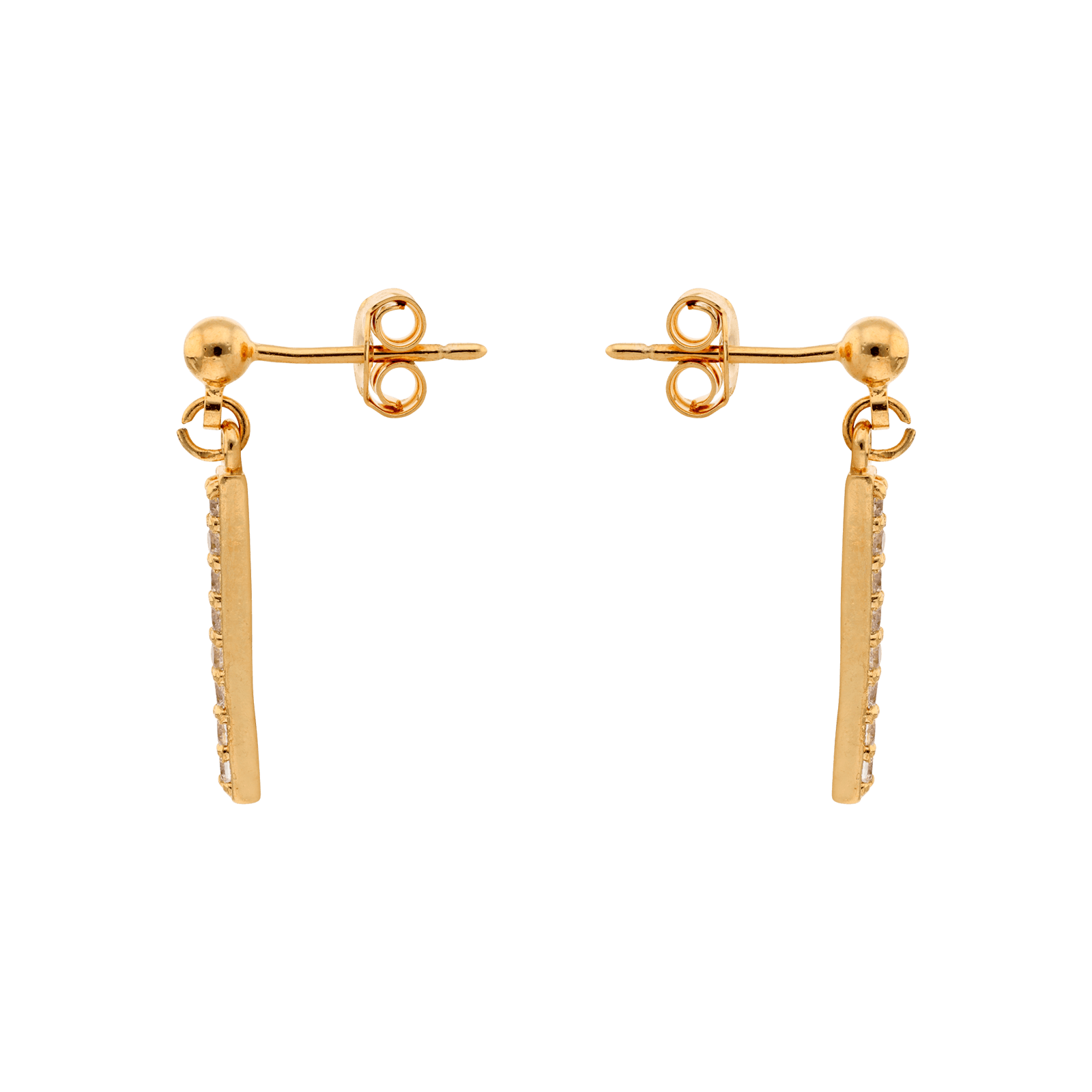 Boucles d'Oreilles Plaqué or pendante barrette Zirconia Cubique Sertis griffe