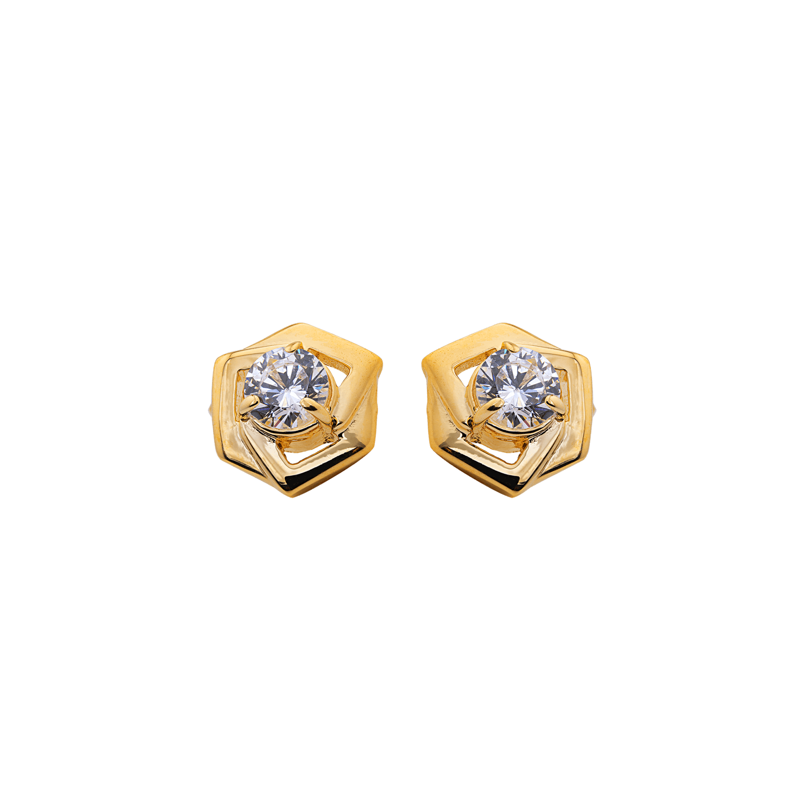 Boucles D'oreilles Plaqué Or 10mm Zirconium 5mm