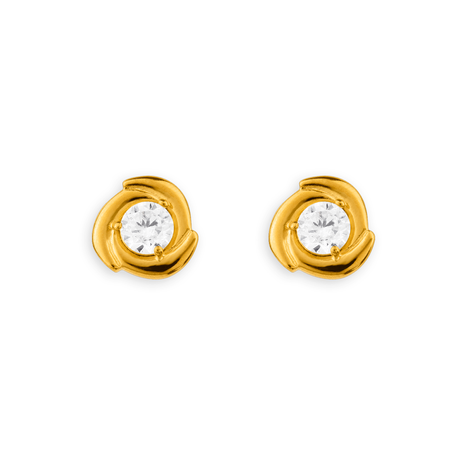 Boucles D'oreilles Plaqué Or 10mm Zirconium 5mm