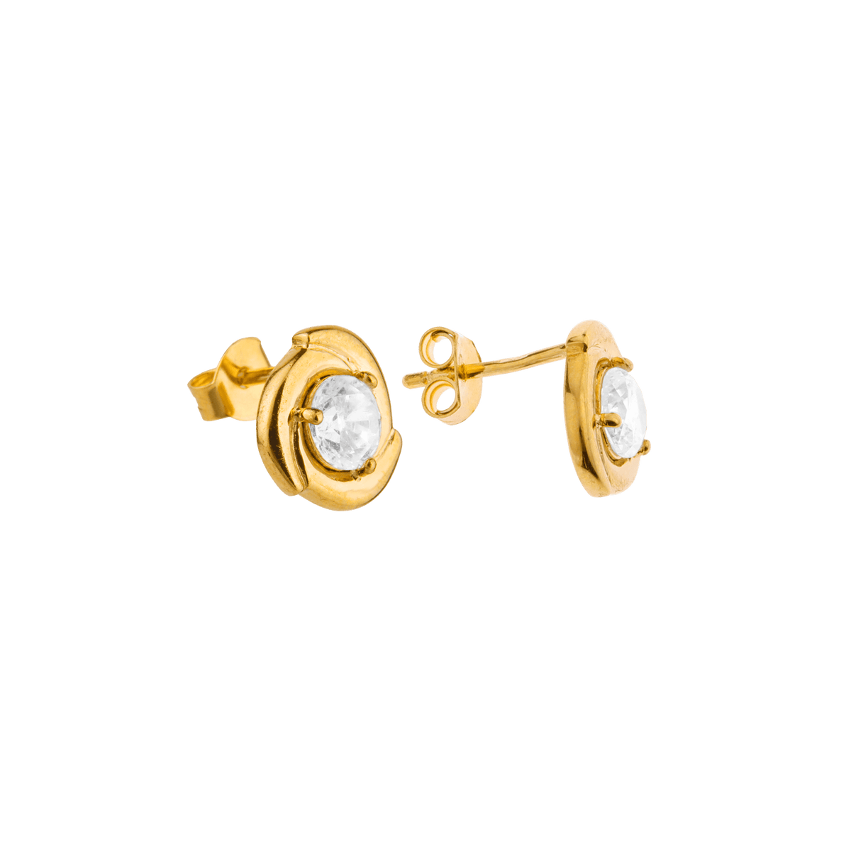 Boucles D'oreilles Plaqué Or Motif 10mm Zirconium 5mm