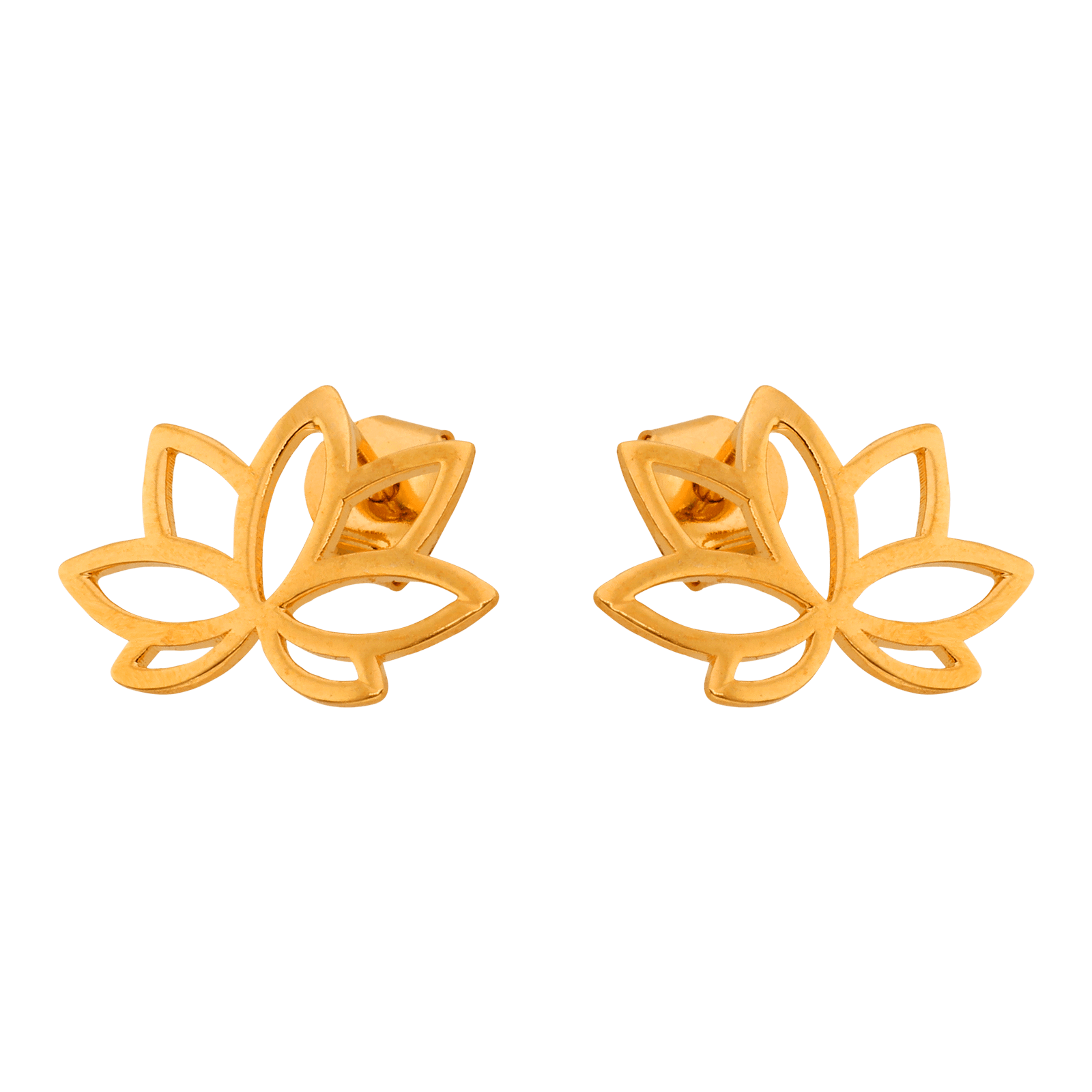Boucles D'oreilles Fleur De Lotus 15*10mm Plaqué Or