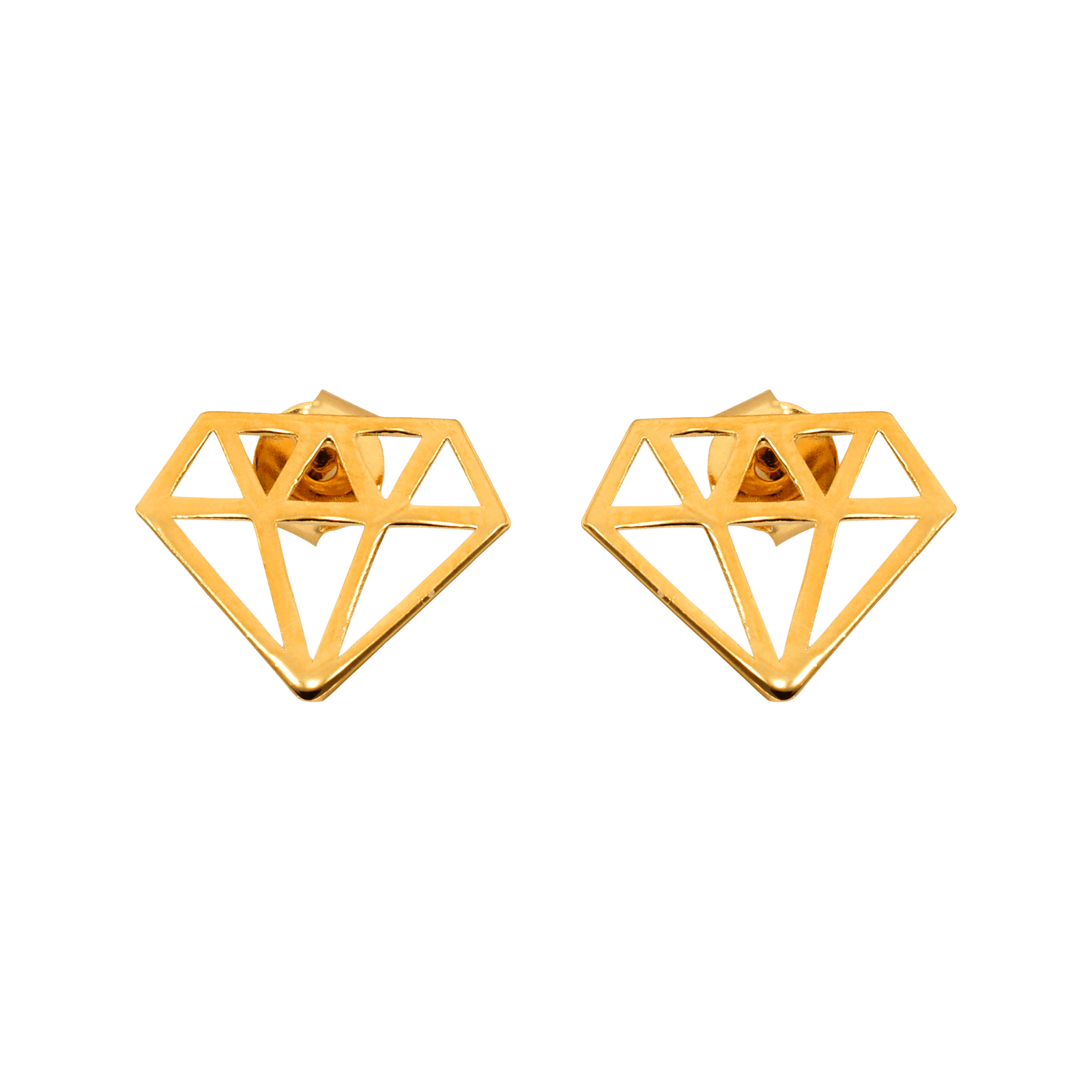Boucles D'oreilles Forme Diamant 10*13mm Plaqué Or