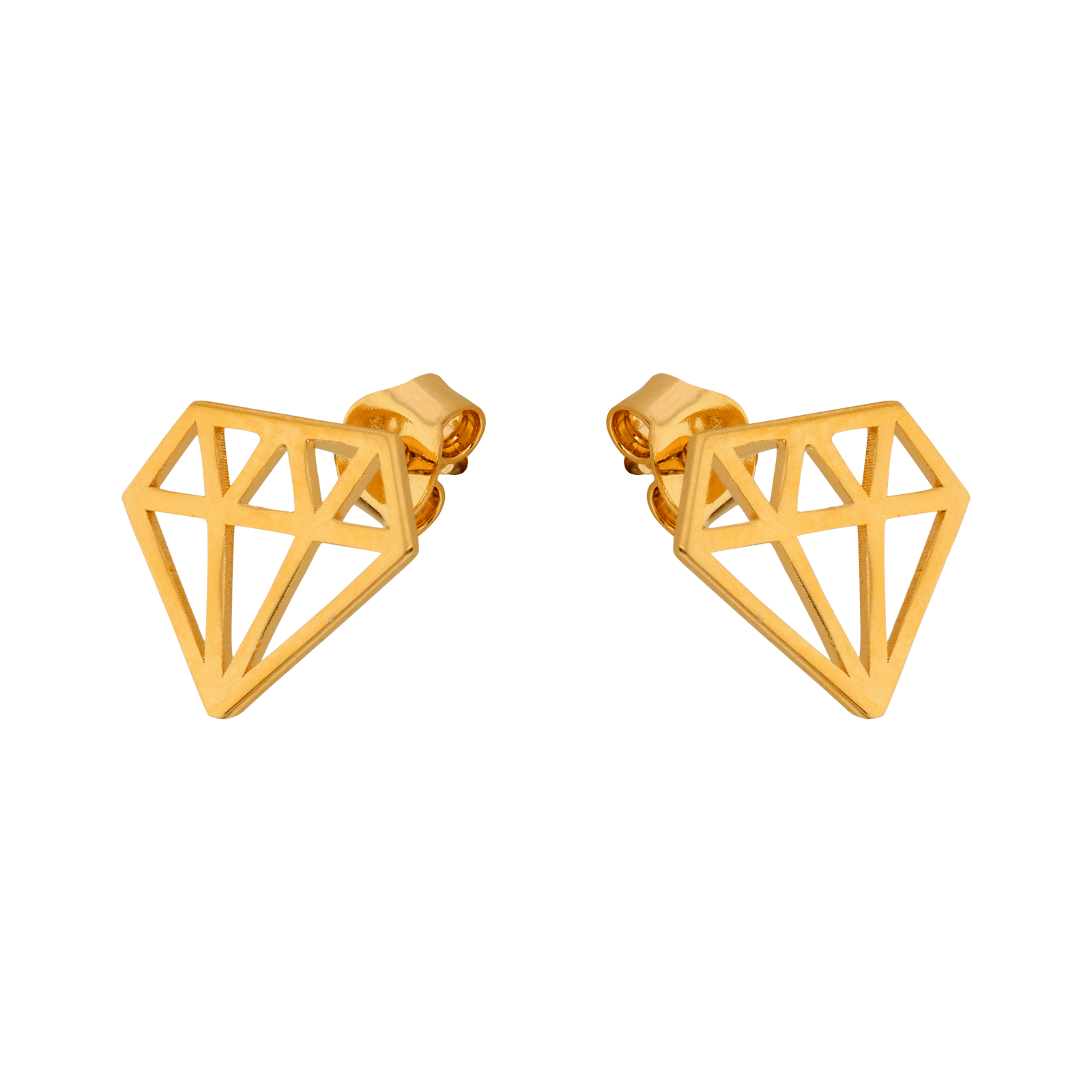 Boucles D'oreilles Forme Diamant 10*13mm Plaqué Or