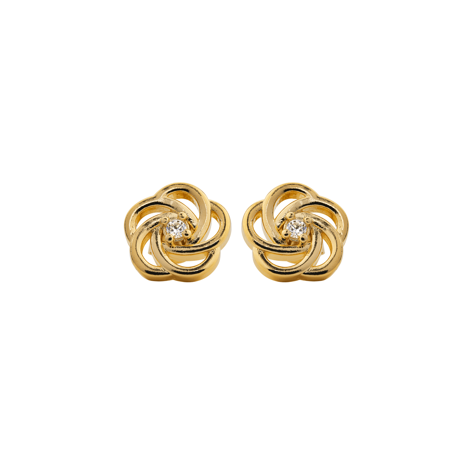 Boucles D'oreilles Plaqué Or Fleur 10mm Zirconium