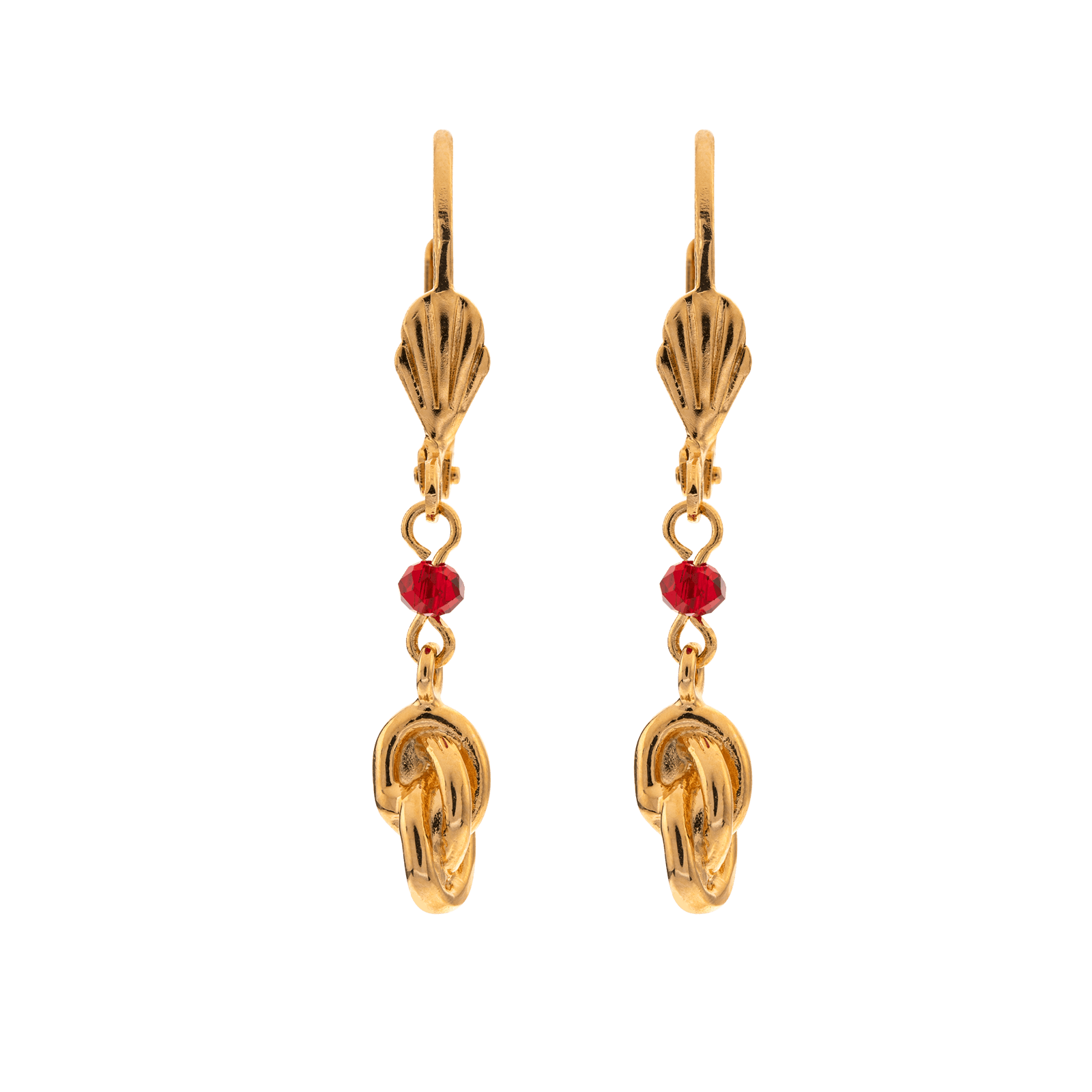 Boucles D'oreilles Nœud Antillais 6mm Pendant37mm Plaqué Or