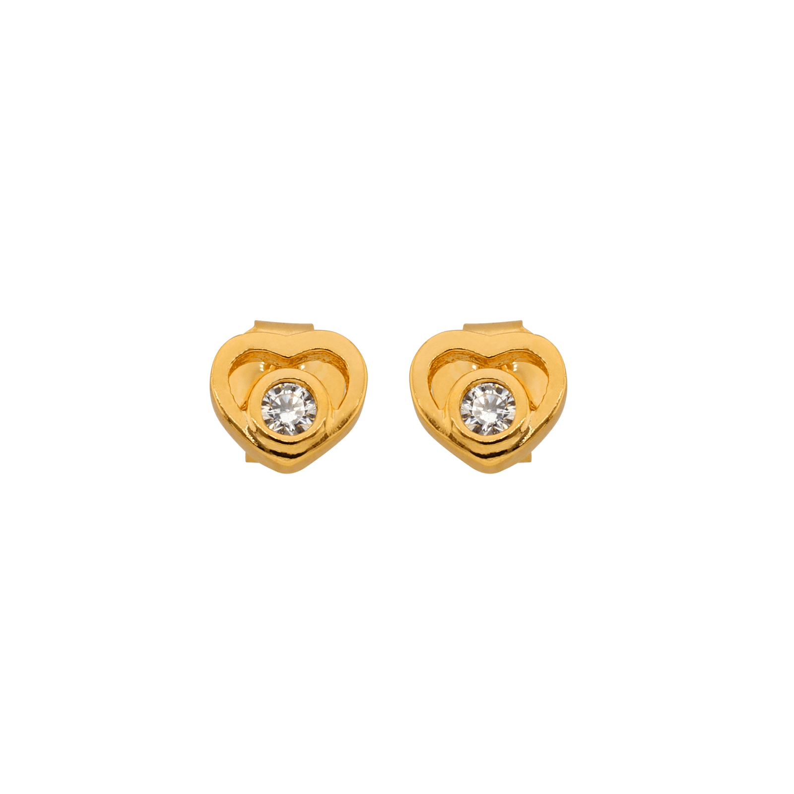 Boucles D'oreilles Cœur Zirconium 6mm Plaqué Or