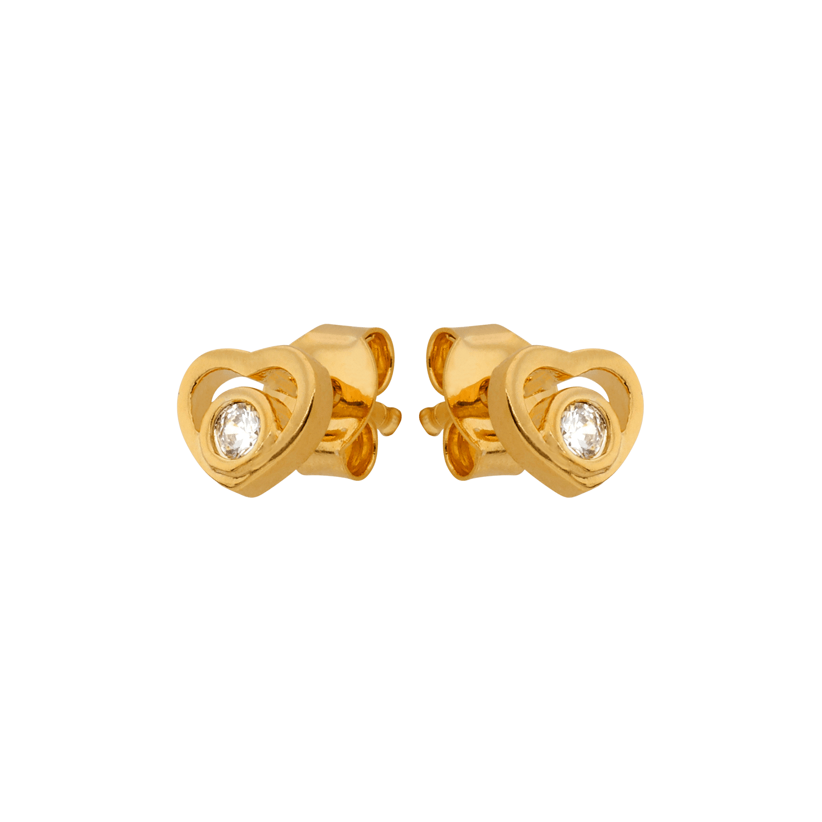 Boucles D'oreilles Cœur Zirconium 6mm Plaqué Or