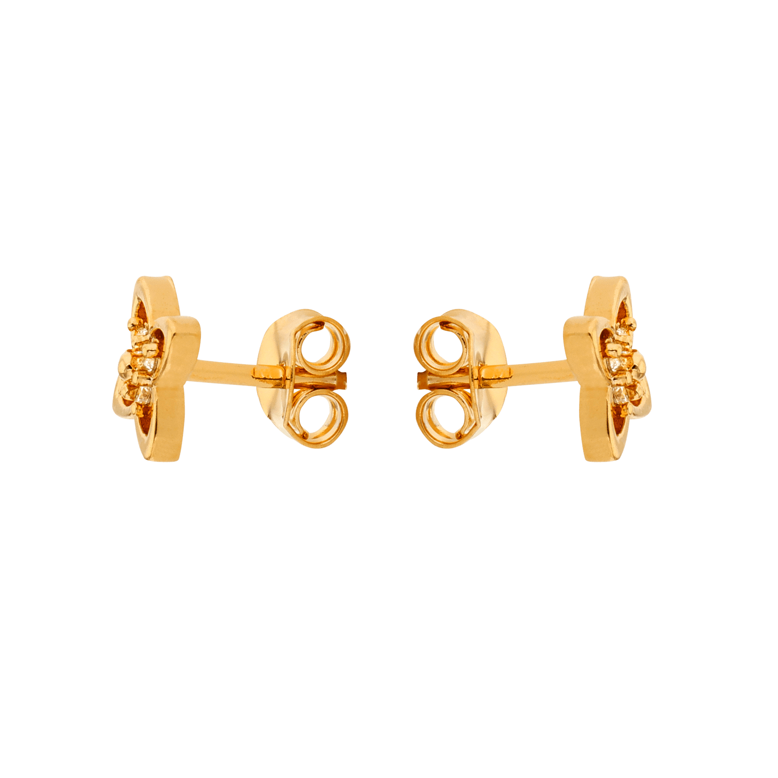 Boucles D'oreilles Fleur Zirconium 8.5mm Plaqué Or
