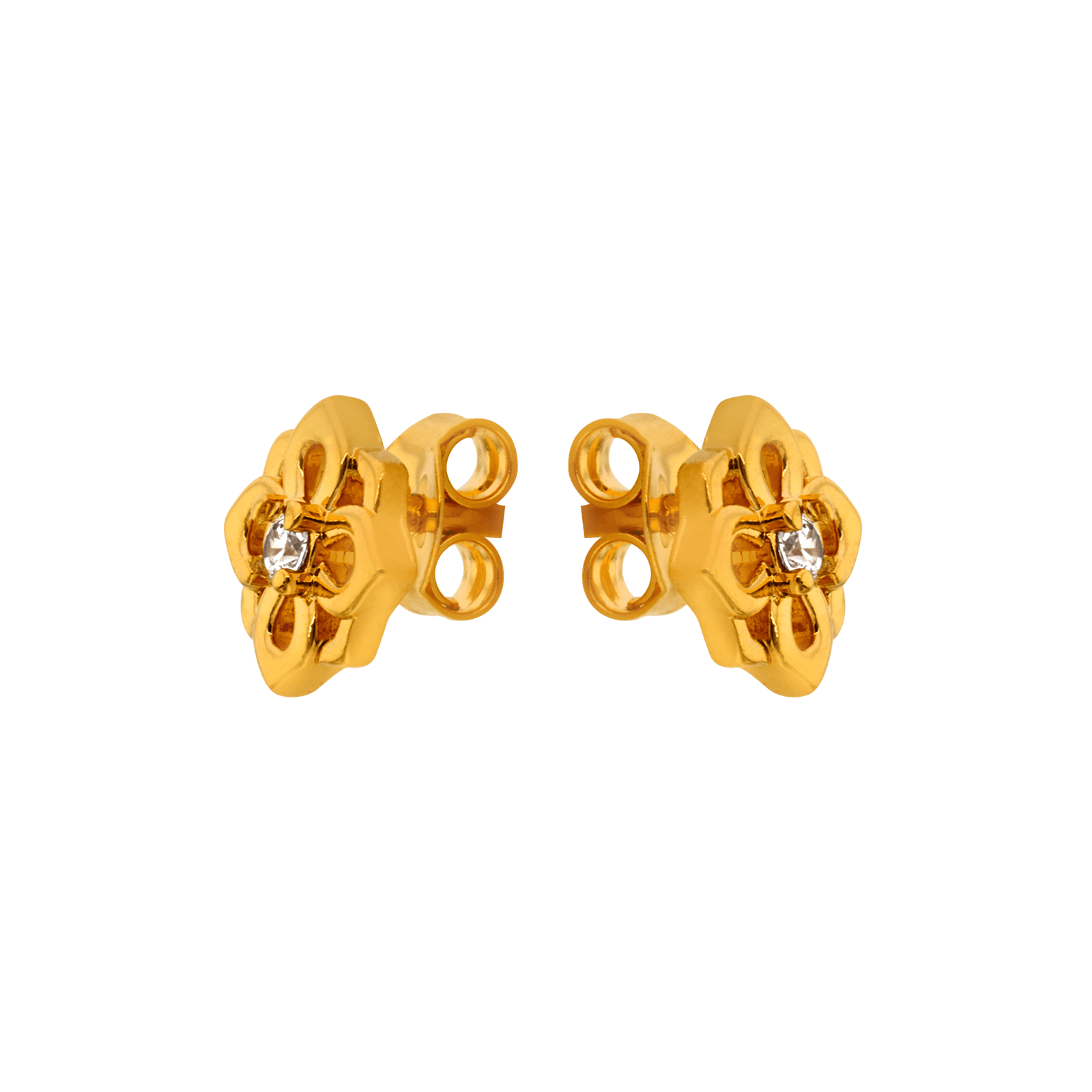 Boucles D'oreilles Fleur Zirconium 8mm Plaqué Or