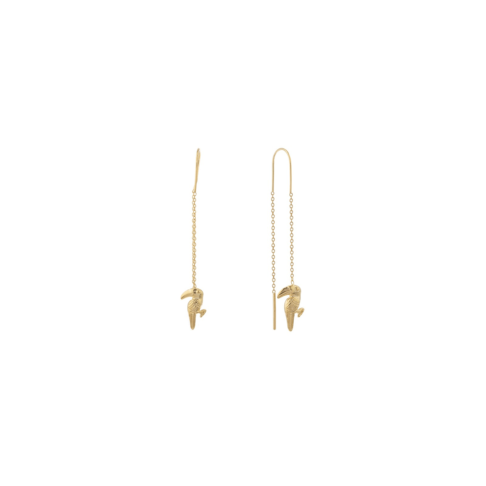 Boucles d'Oreilles Plaqué or Pendentif toucan