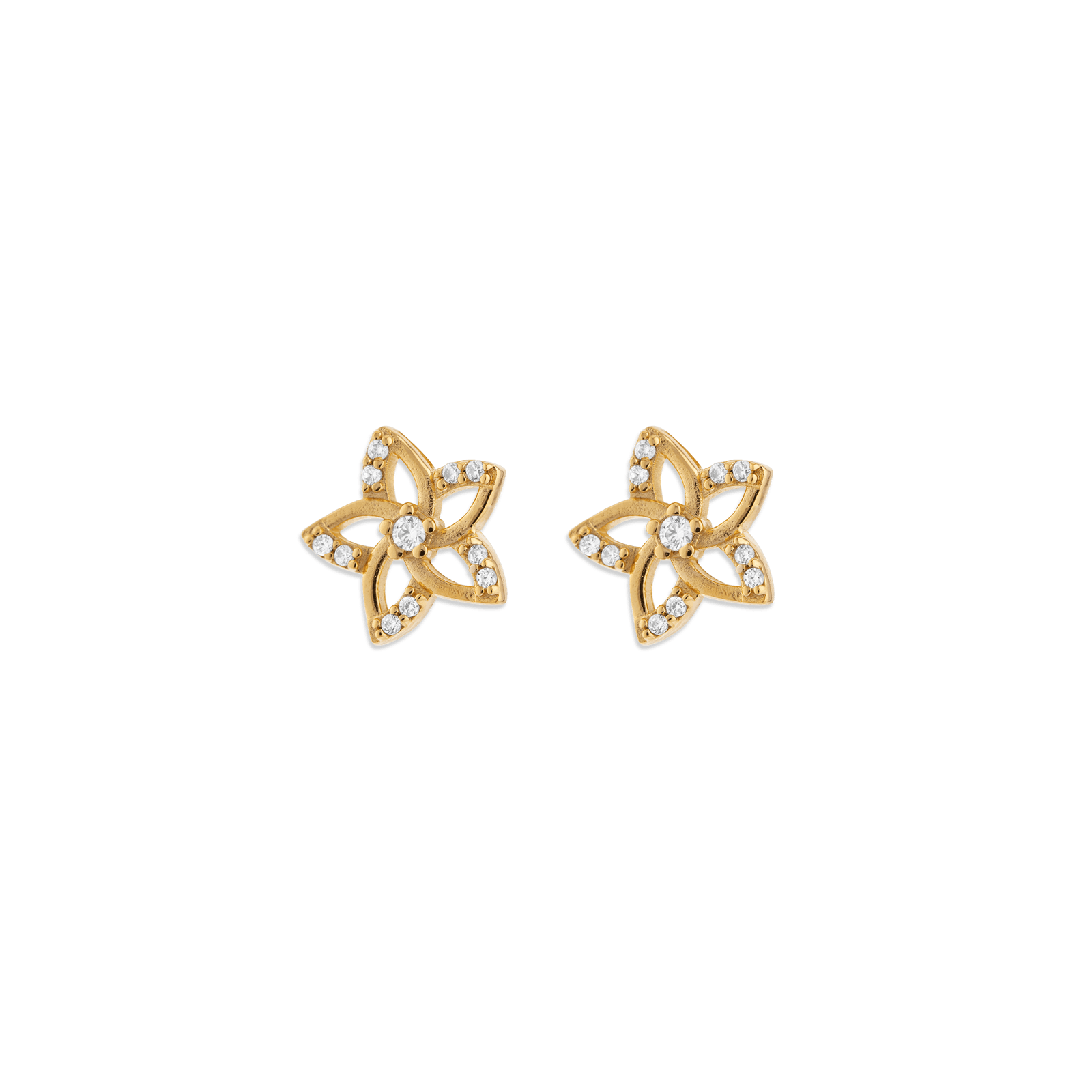 Boucles D'oreilles Plaqué Or Fleur 10mm Zirconium