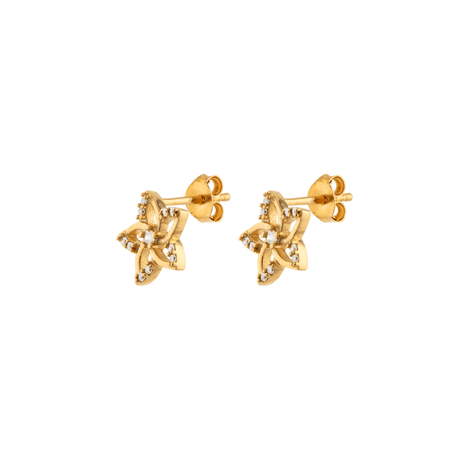 Boucles D'oreilles Plaqué Or Fleur 10mm Zirconium