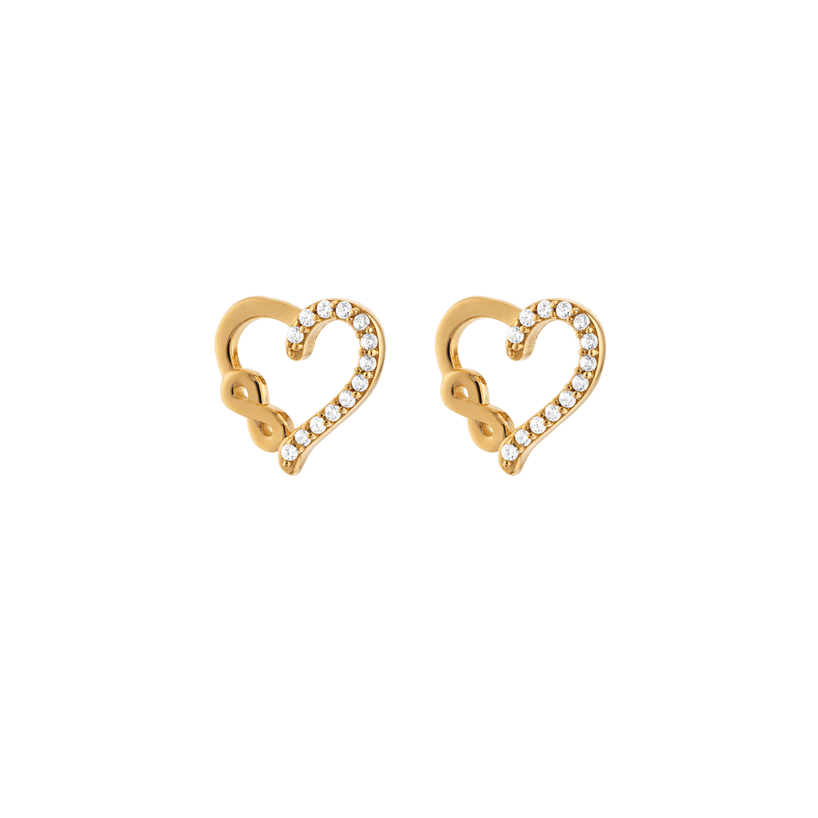 Boucles D'oreilles Plaqué Or Cœur Infini Zirconium 10*11mm