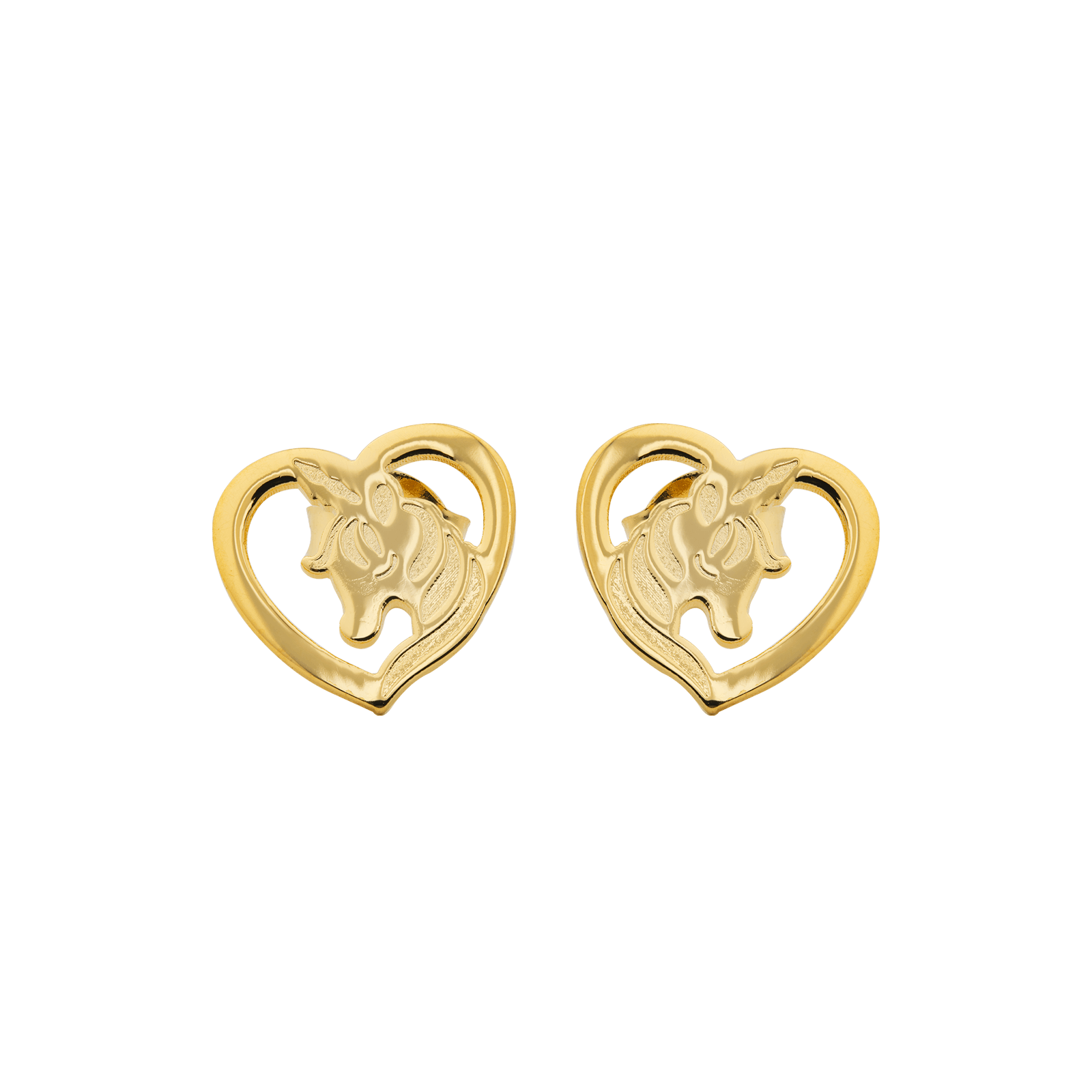 Boucles D'oreilles Plaqué Or Cœur Licorne 10.1*9.7mm