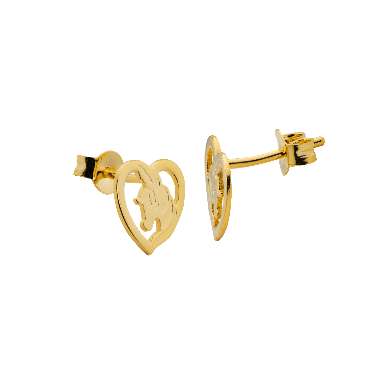 Boucles D'oreilles Plaqué Or Cœur Licorne 10.1*9.7mm
