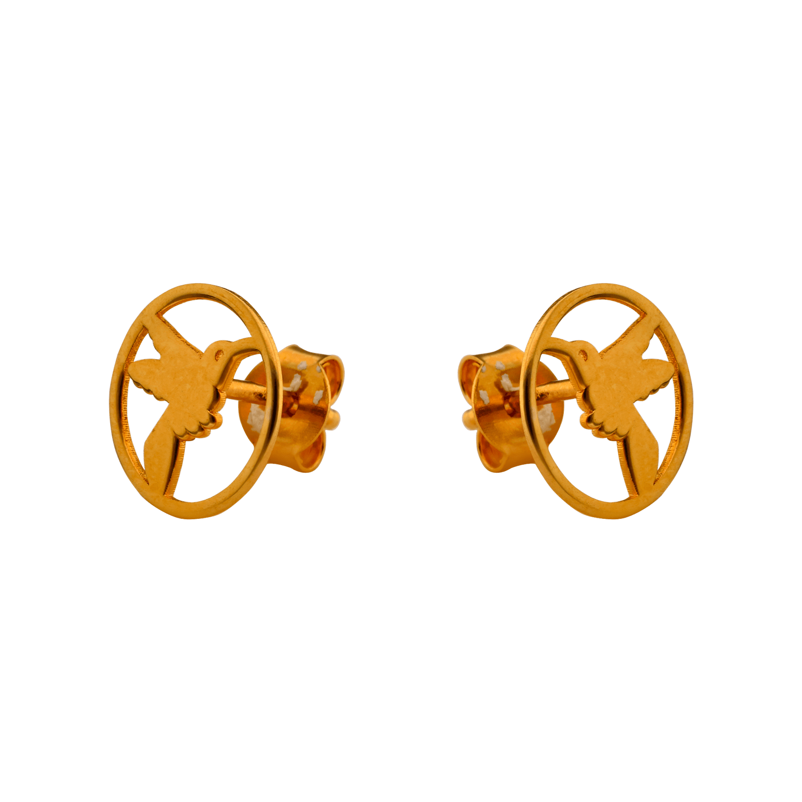 Boucles d'Oreilles Plaqué or cercle colibri