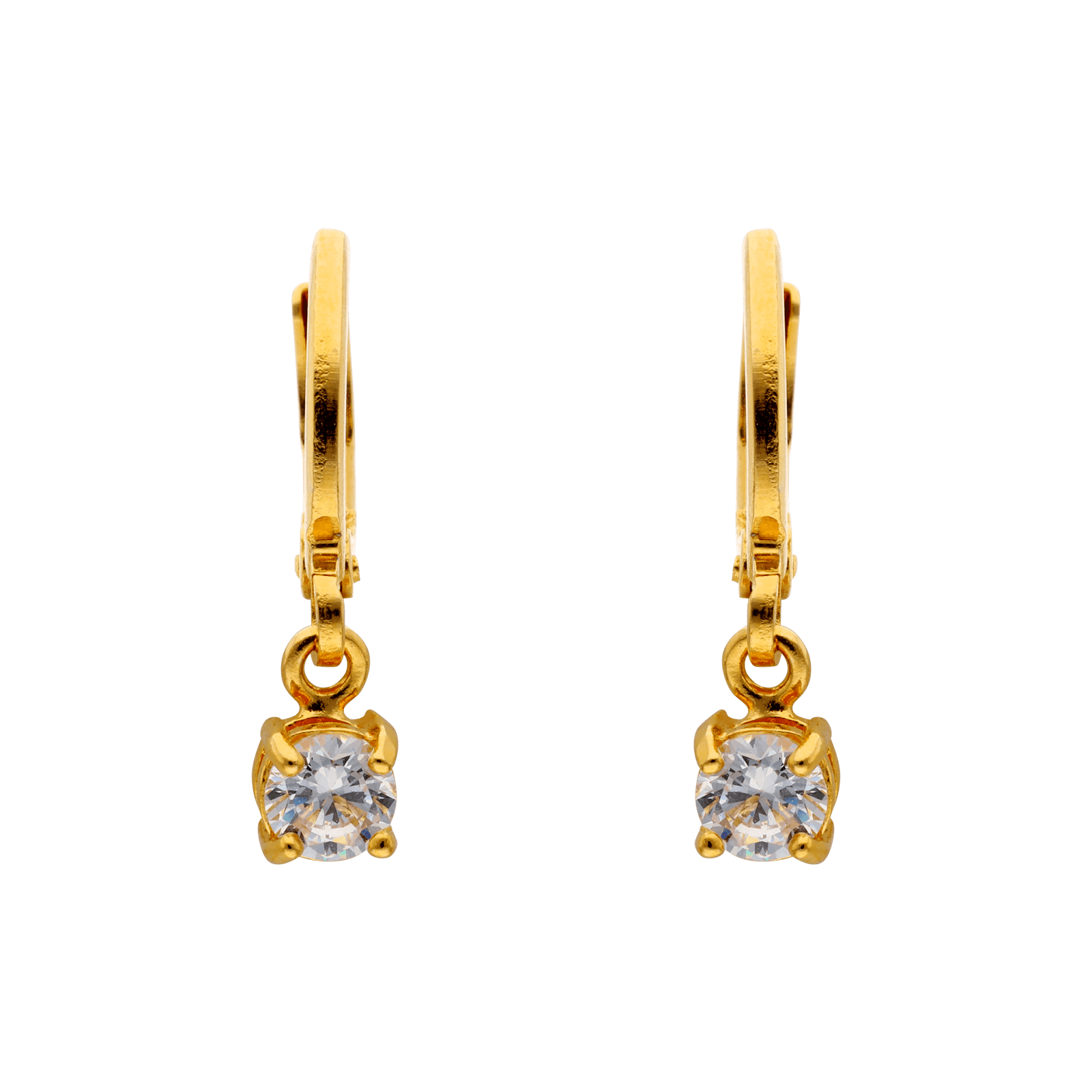 Créoles Plaqué or Pendentif Oxyde de Zirconium serti griffe