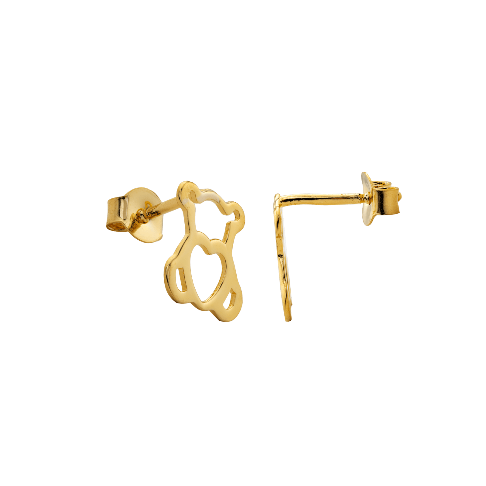 Boucles D'oreilles Plaqué Or Ourson 9*10mm
