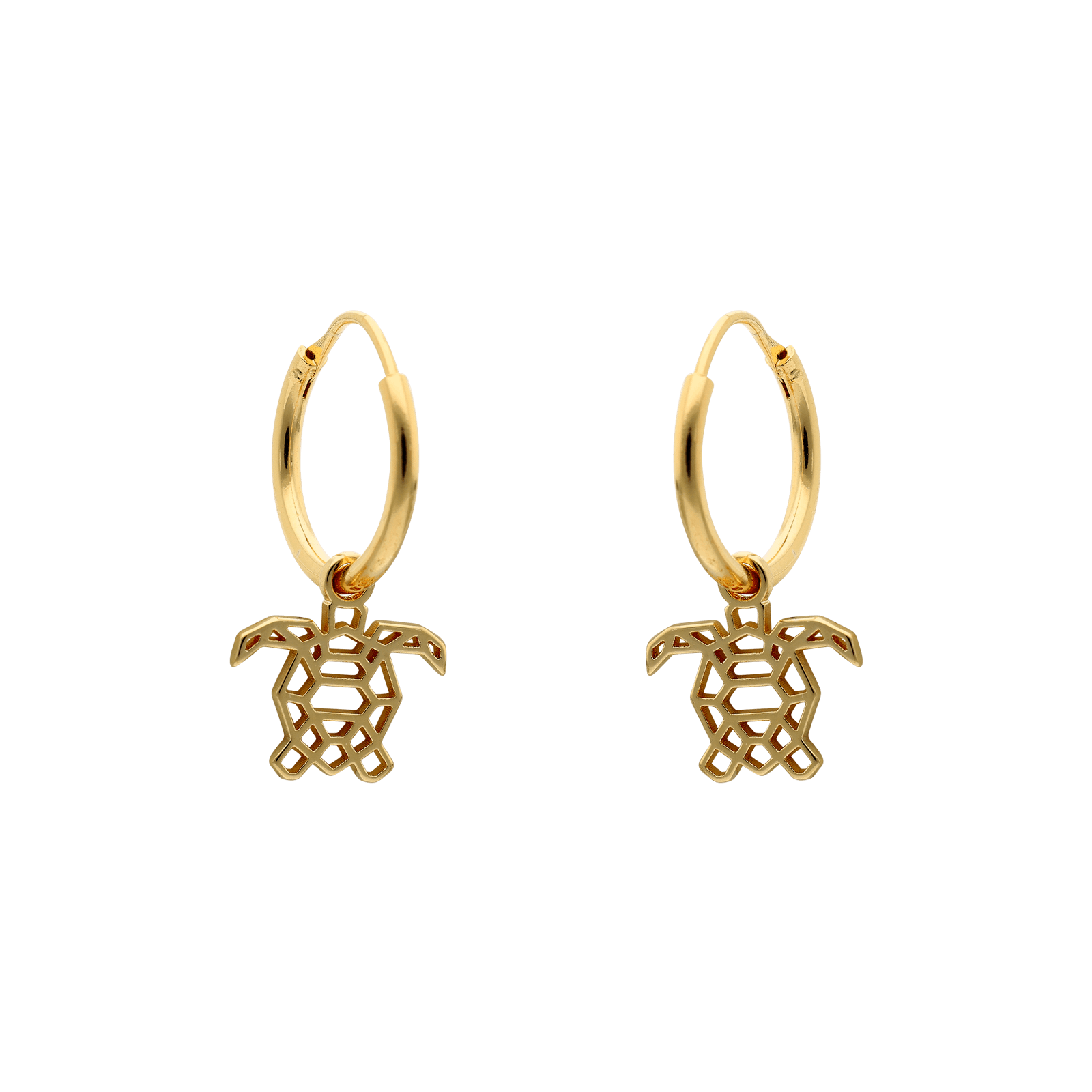 Boucles d'Oreilles Plaqué or Créoles Pendentif Tortue
