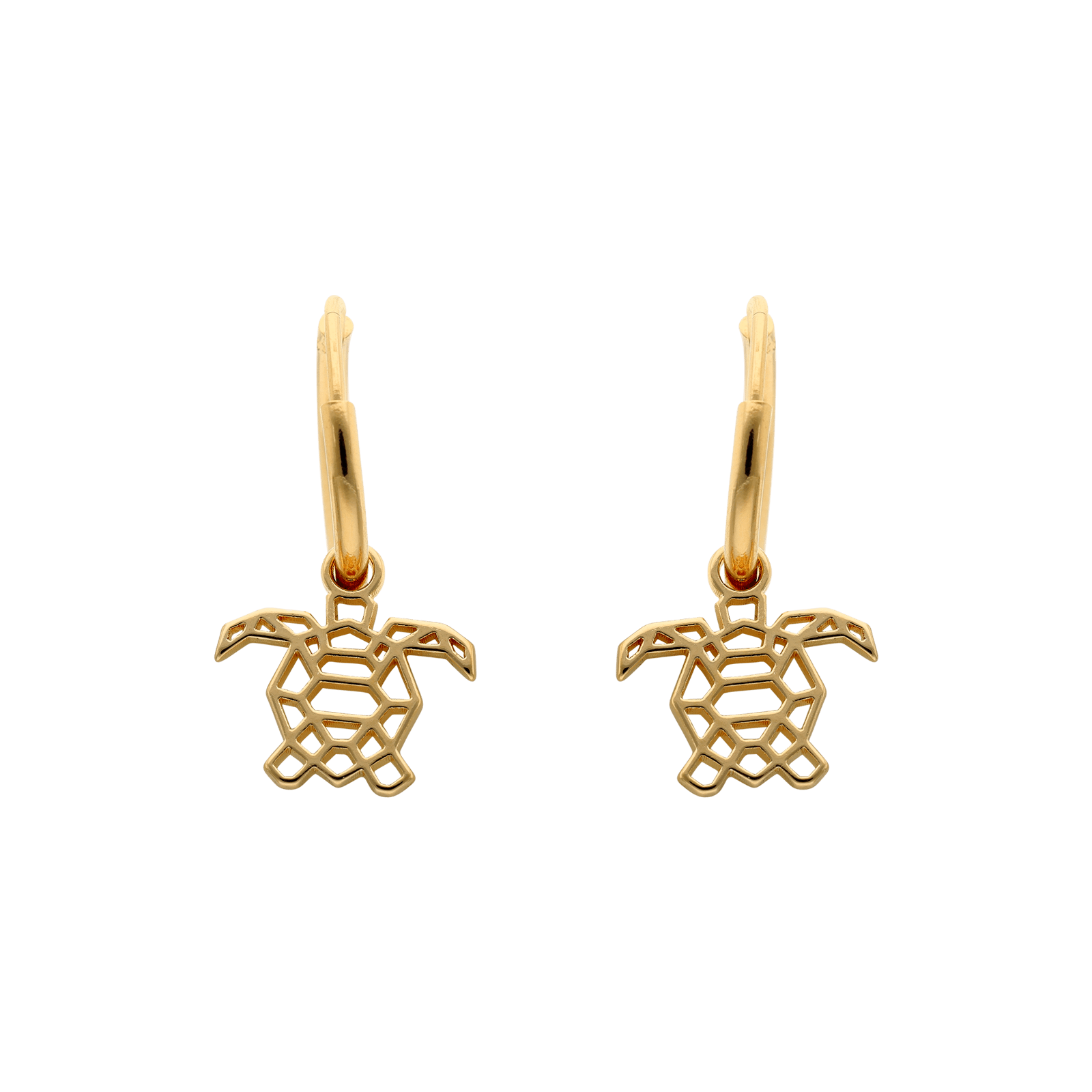 Boucles d'Oreilles Plaqué or Créoles Pendentif Tortue