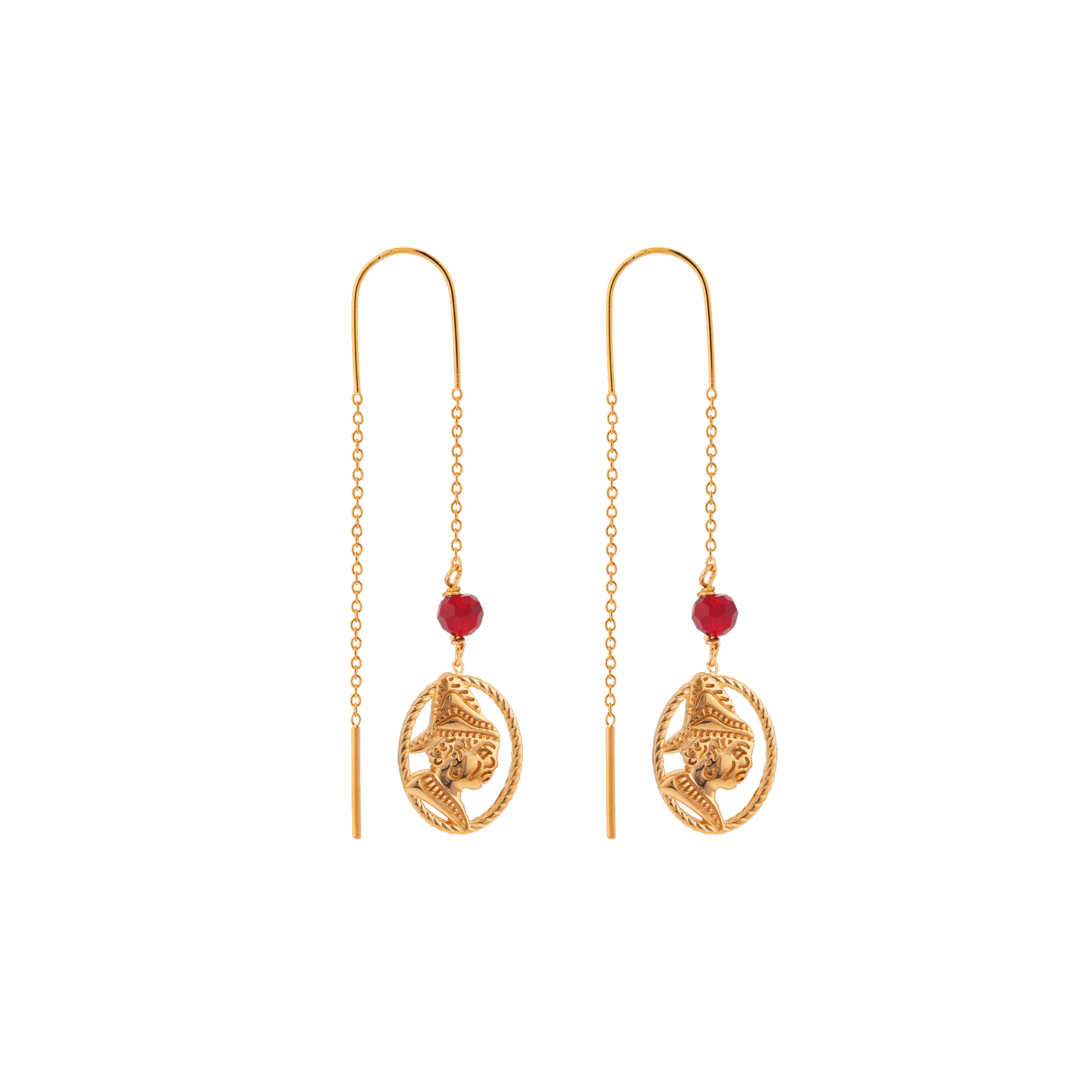Boucles D'oreilles Plaqué Or Cayennaise Cristal Grenat