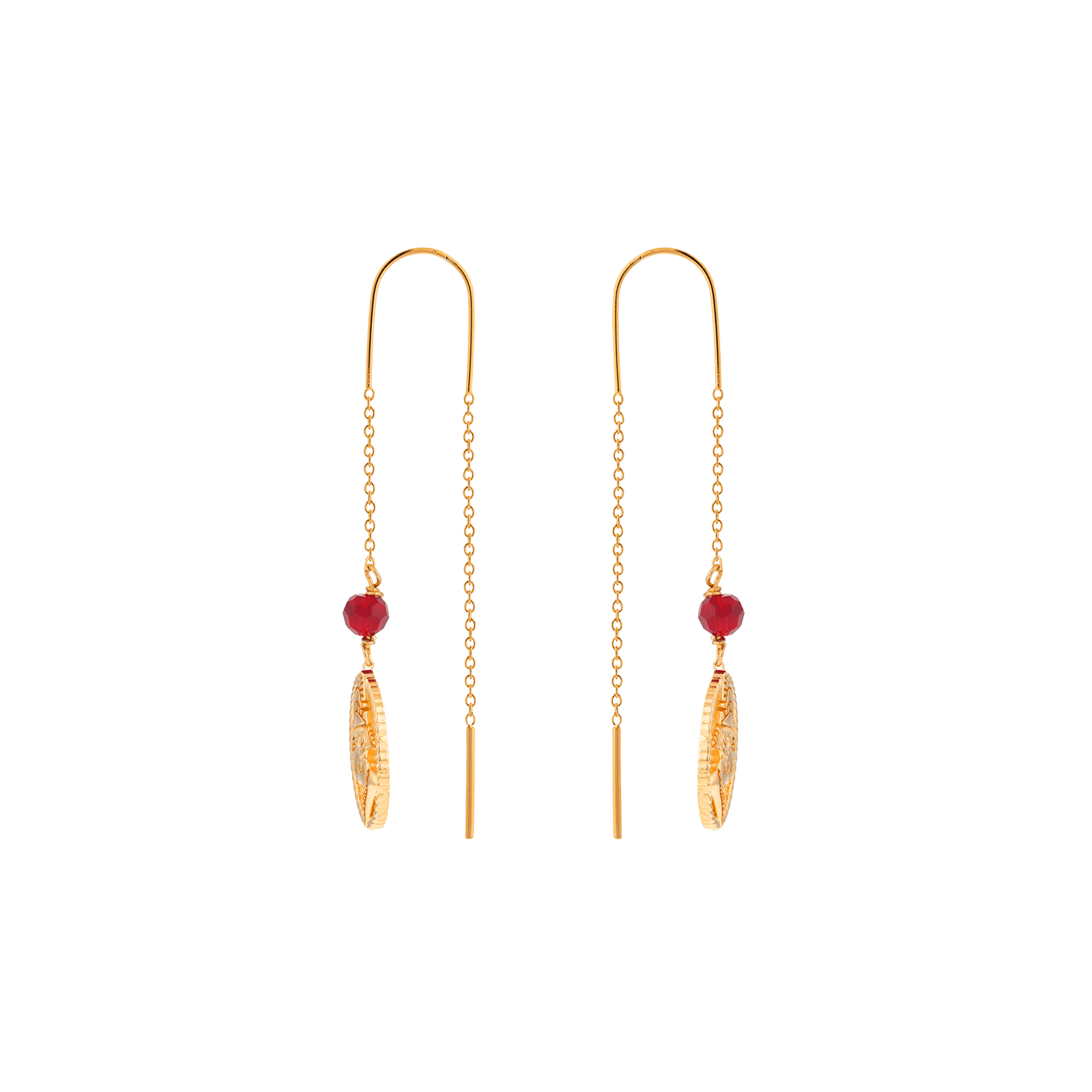 Boucles D'oreilles Plaqué Or Cayennaise Cristal Grenat