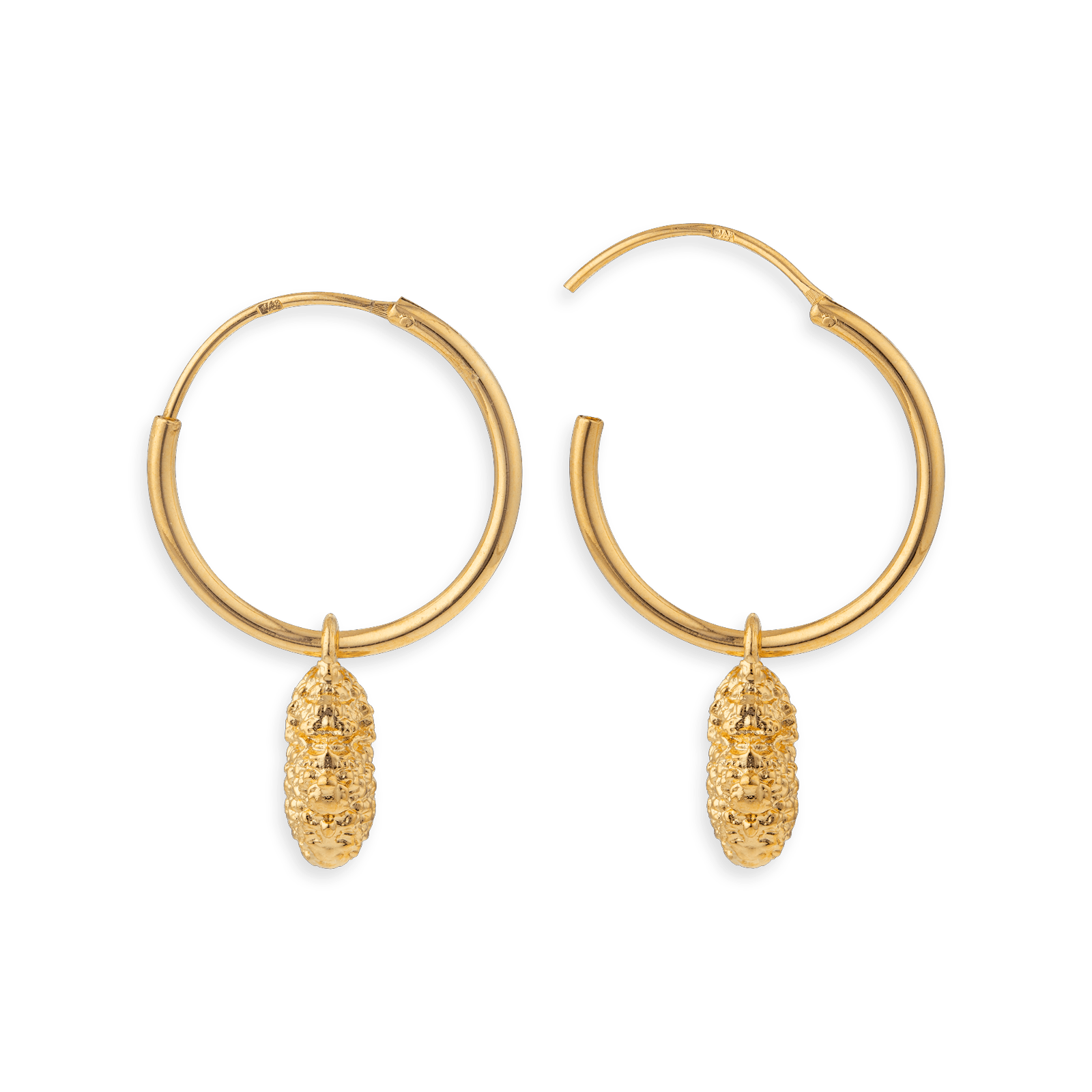 créoles plaqué or 20mm pépite 8*13mm