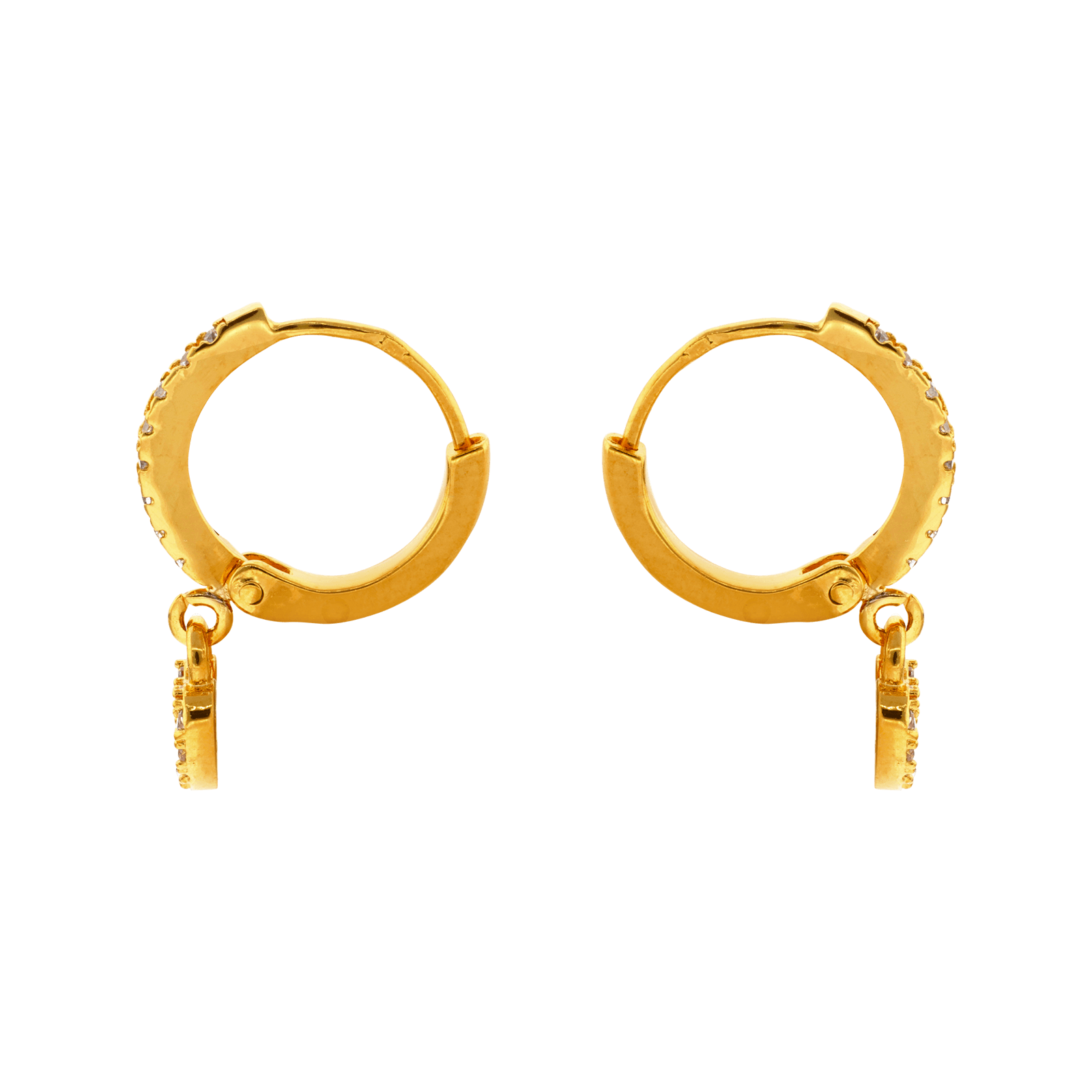 Boucles d'Oreilles Plaqué or Créoles Zirconia Cubique petit coeur Zirconia Cubique