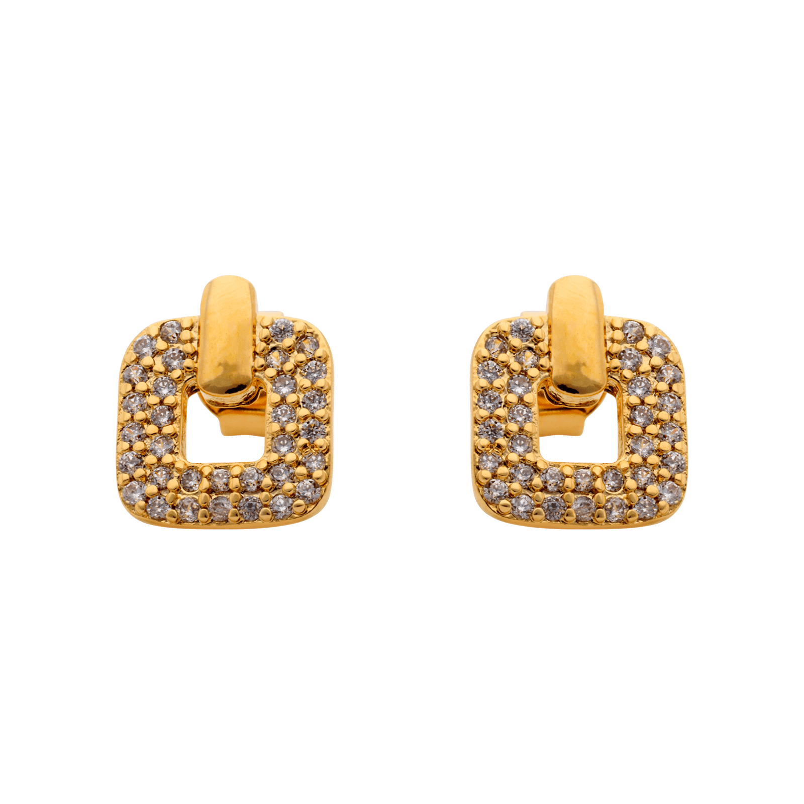 Boucles d'Oreilles Plaqué or carré Oxyde de Zirconium