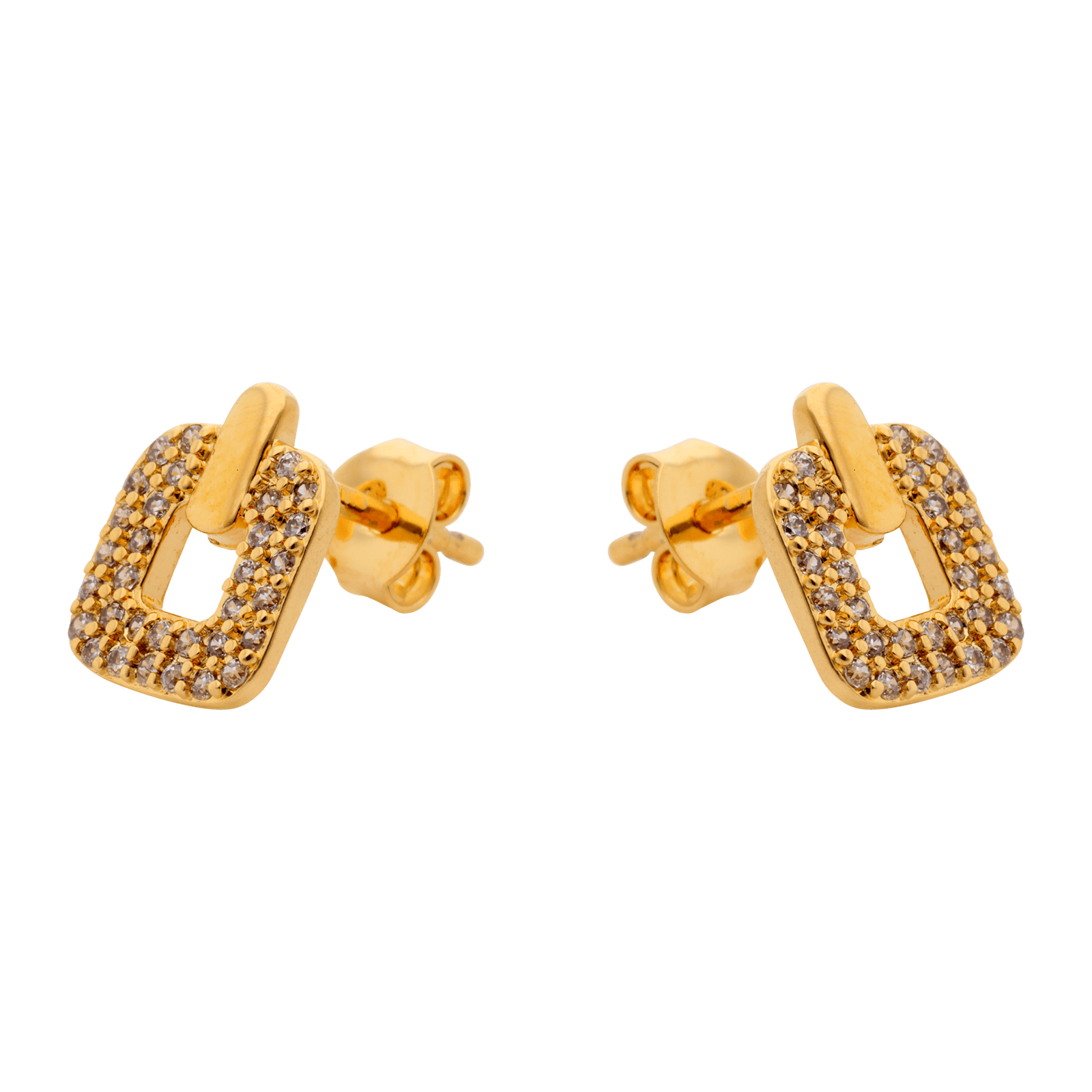 Boucles d'Oreilles Plaqué or carré Oxyde de Zirconium