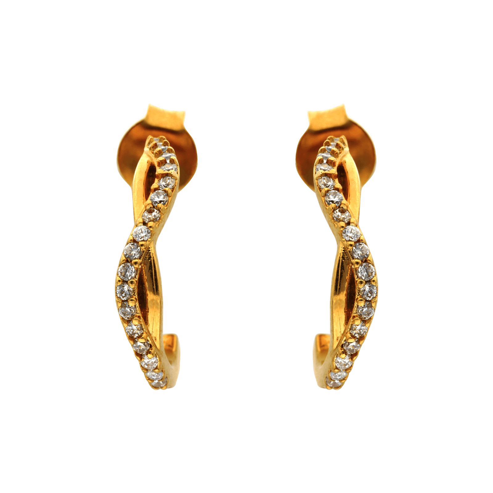 Créoles Plaqué or vagues Oxyde de Zirconium
