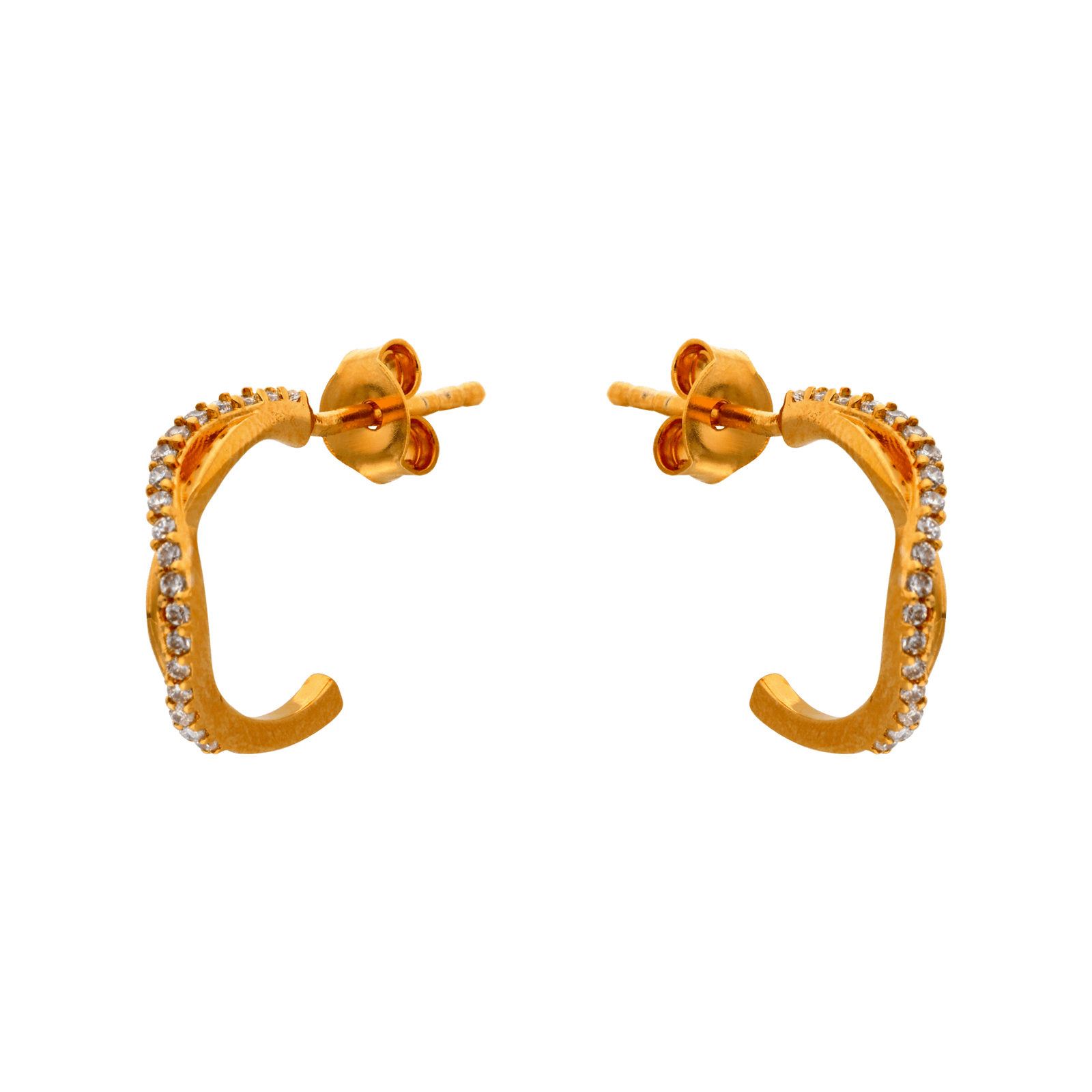 Créoles Plaqué or vagues Oxyde de Zirconium