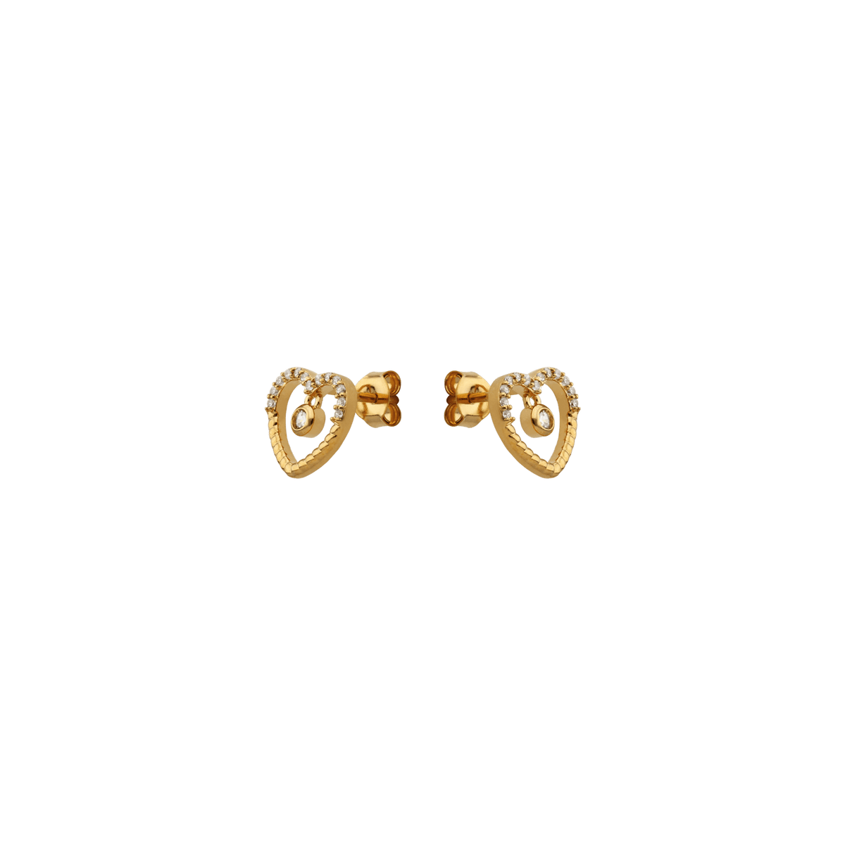 Boucles D'oreilles Plaqué Or Cœur Zirconium 11mm
