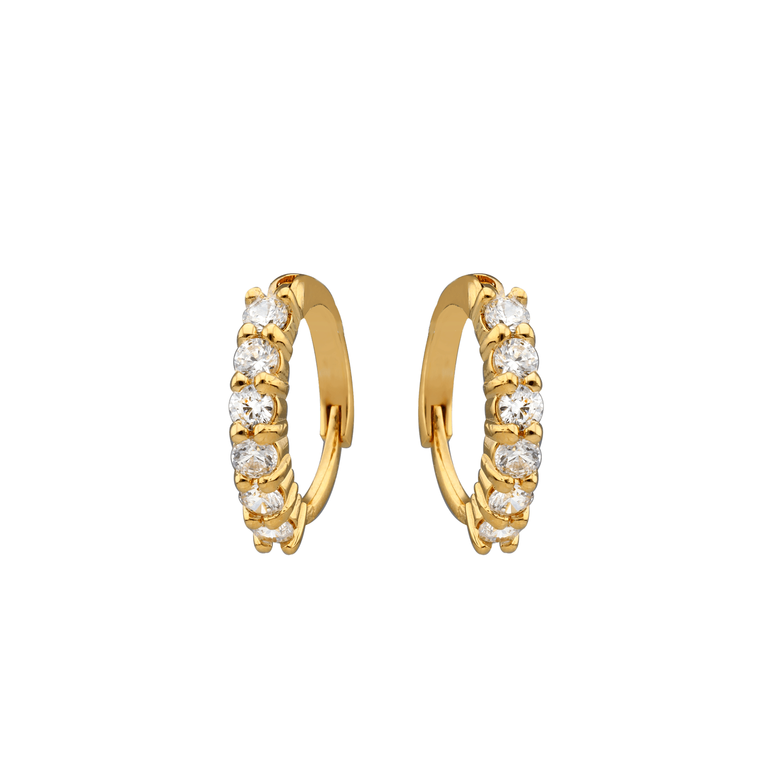 Créoles Zirconium Serti Griffes 16mm Plaqué Or