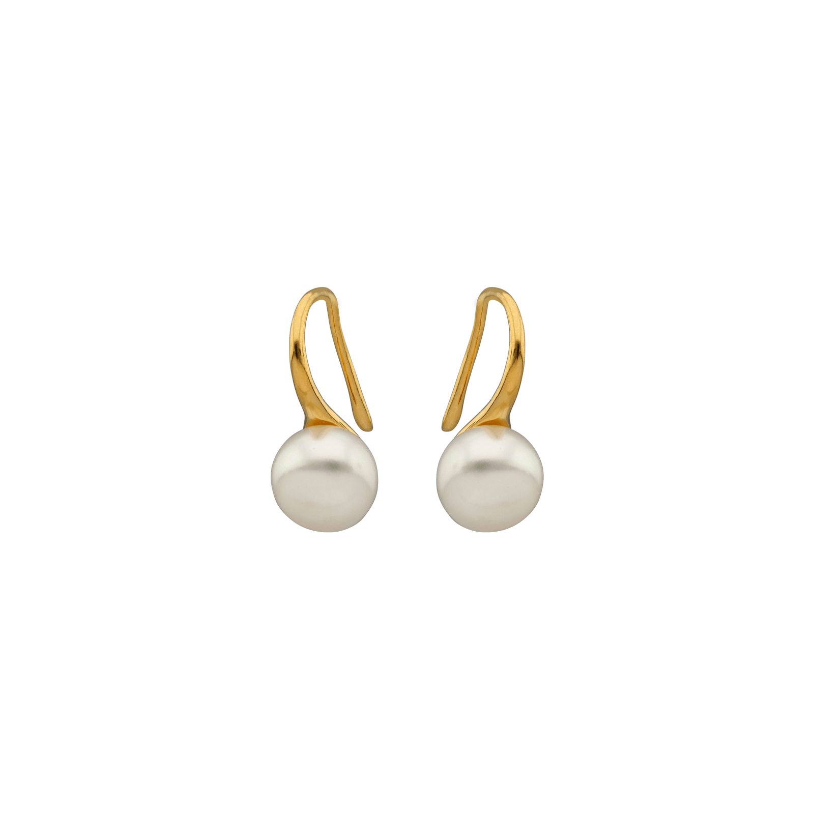 Boucles D'oreilles Perle 8mm Pendant 15mm Plaqué Or