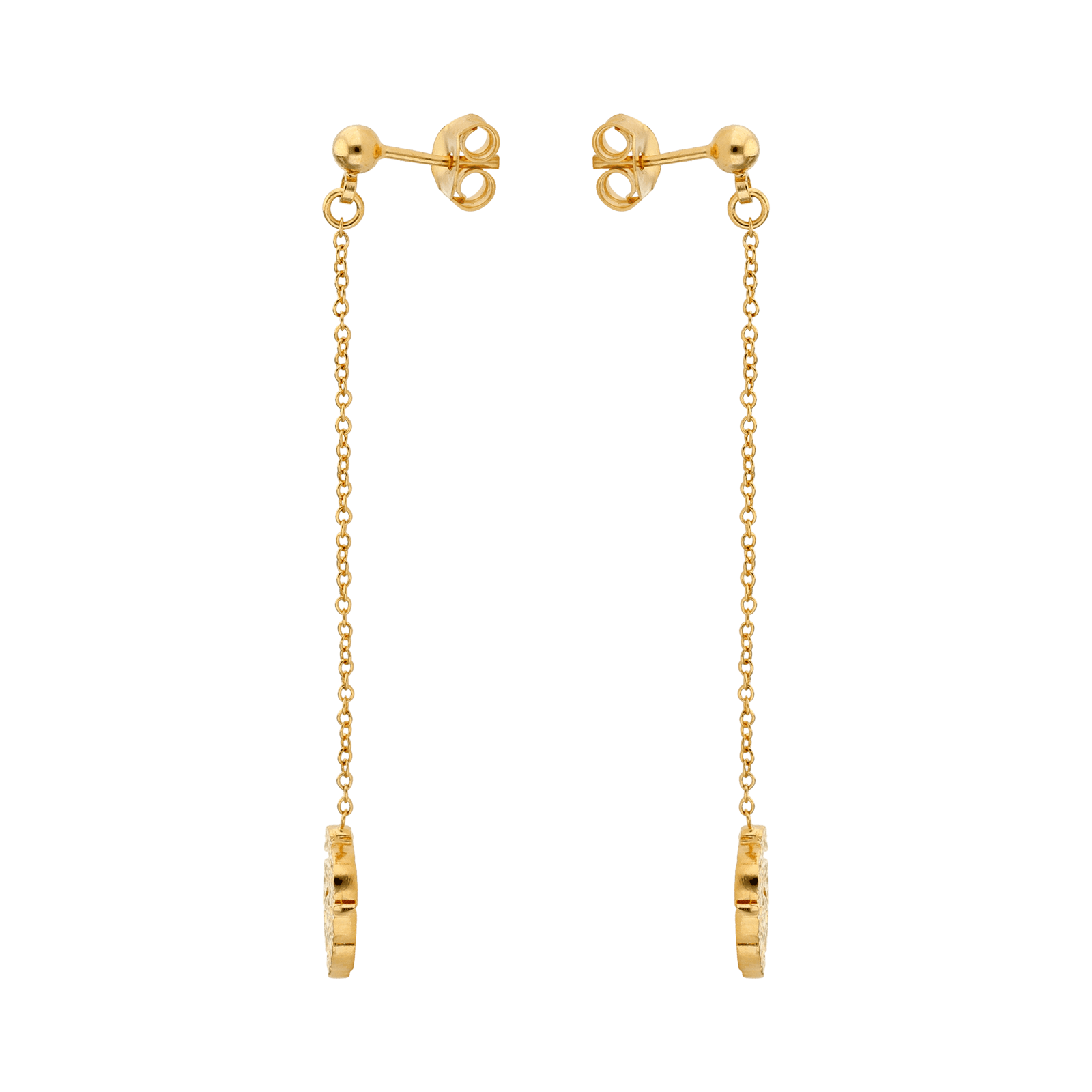Boucles d'Oreilles Plaqué or pendante feuilles martelées