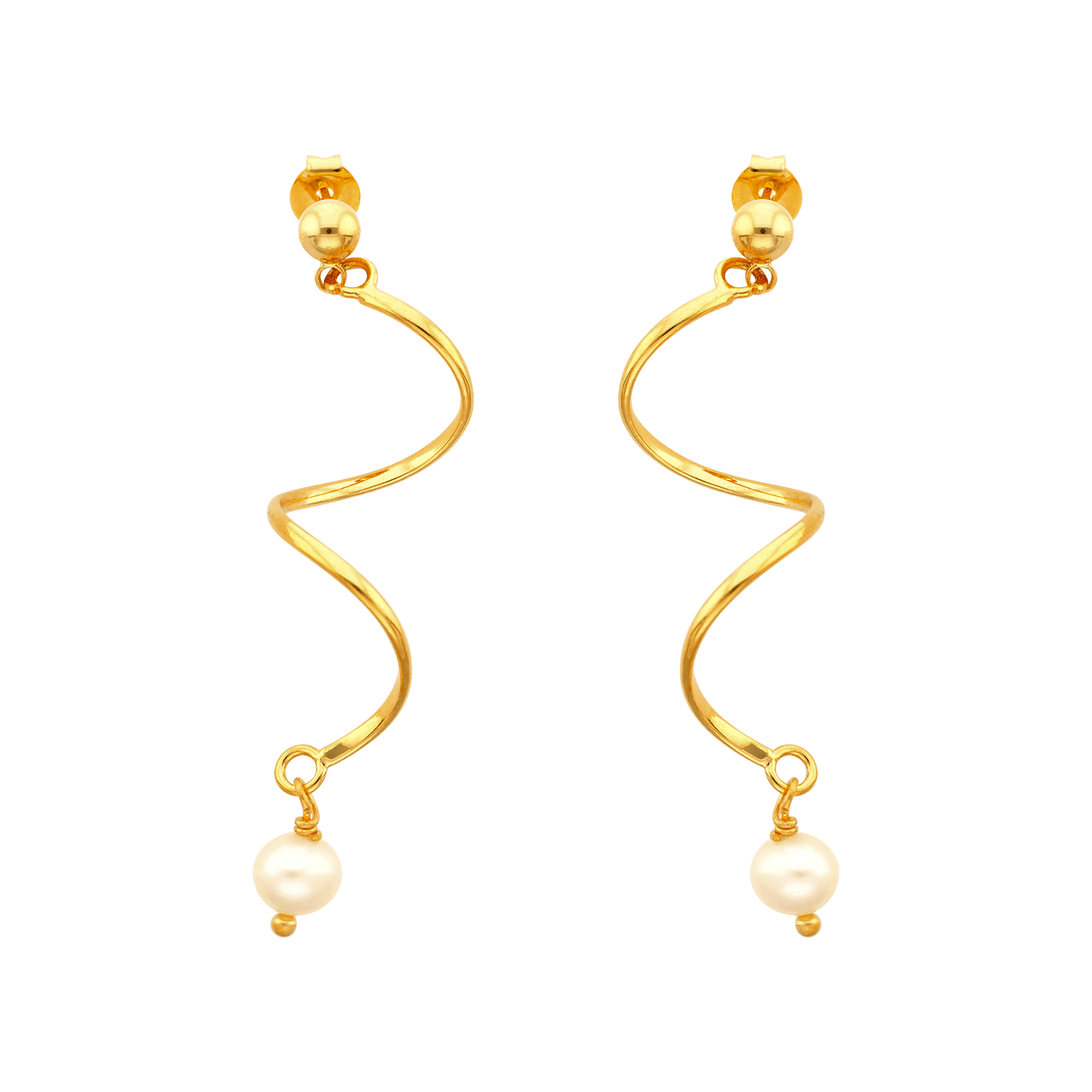 boucle d'oreille Plaque Or pendante et Perle