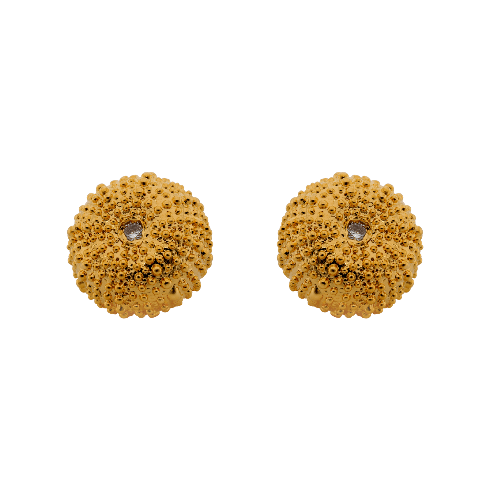 Boucles d'Oreilles Plaqué or Oursin avec Oxyde de Zirconium
