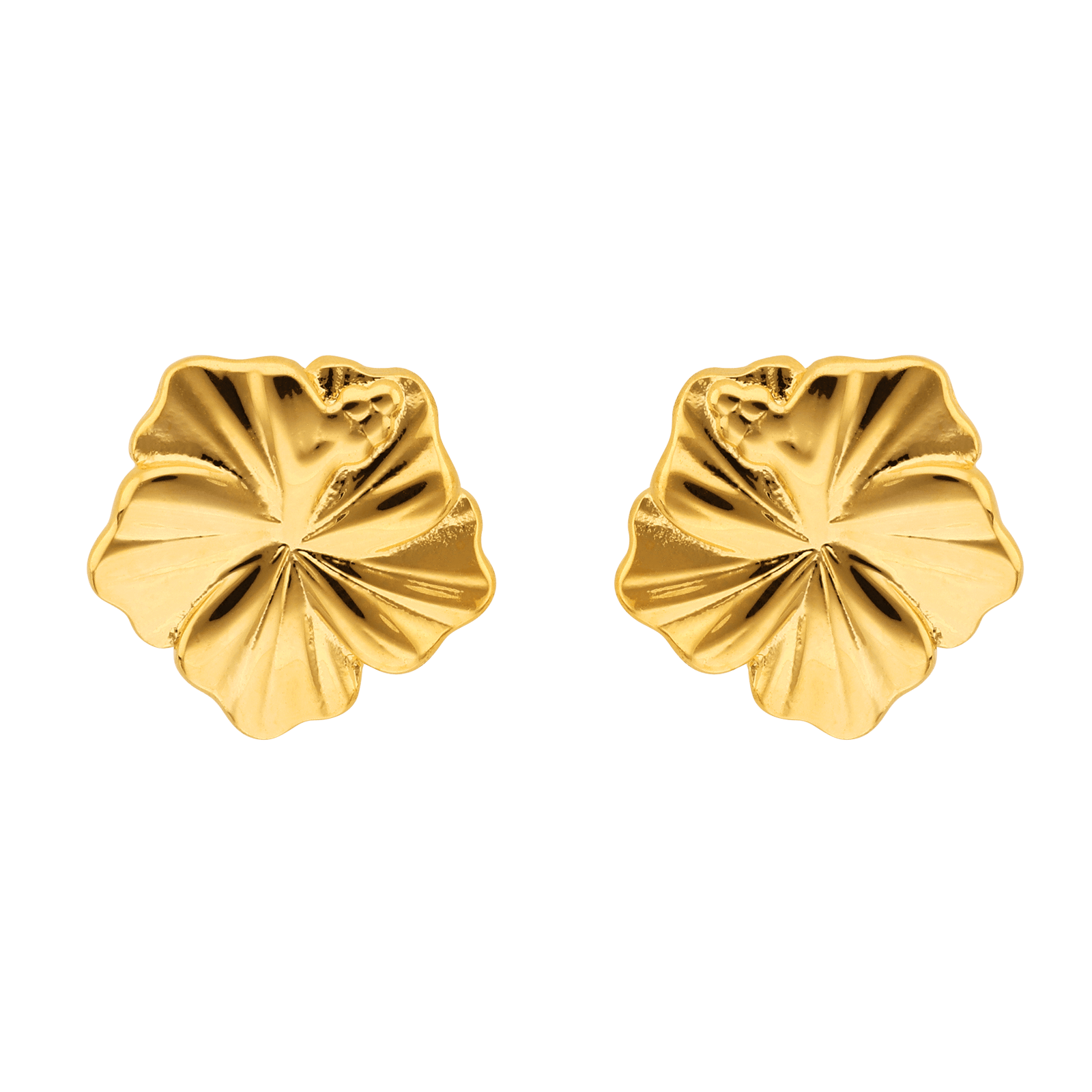 boucle d'oreille Plaque Or hibiscus