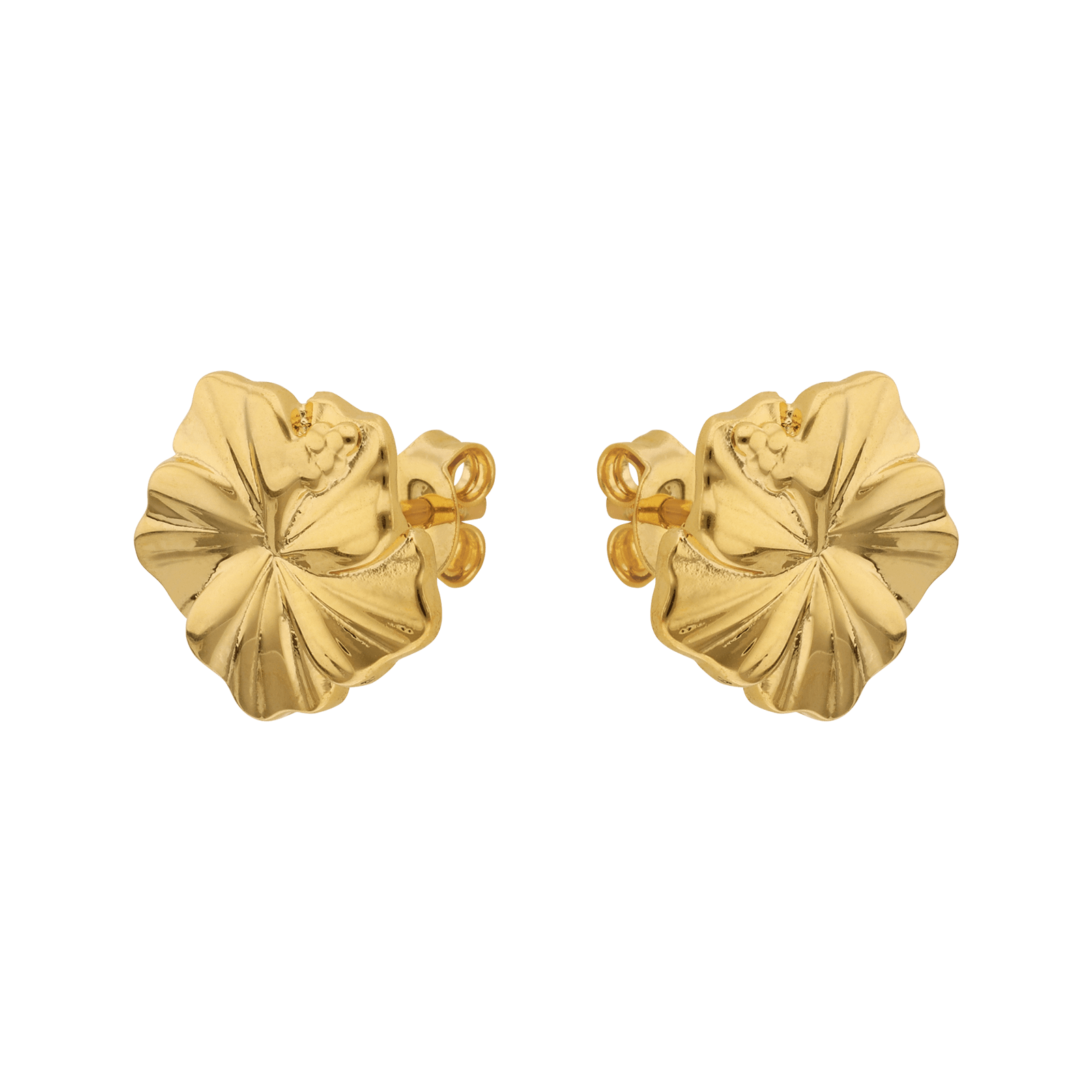 boucle d'oreille Plaque Or hibiscus
