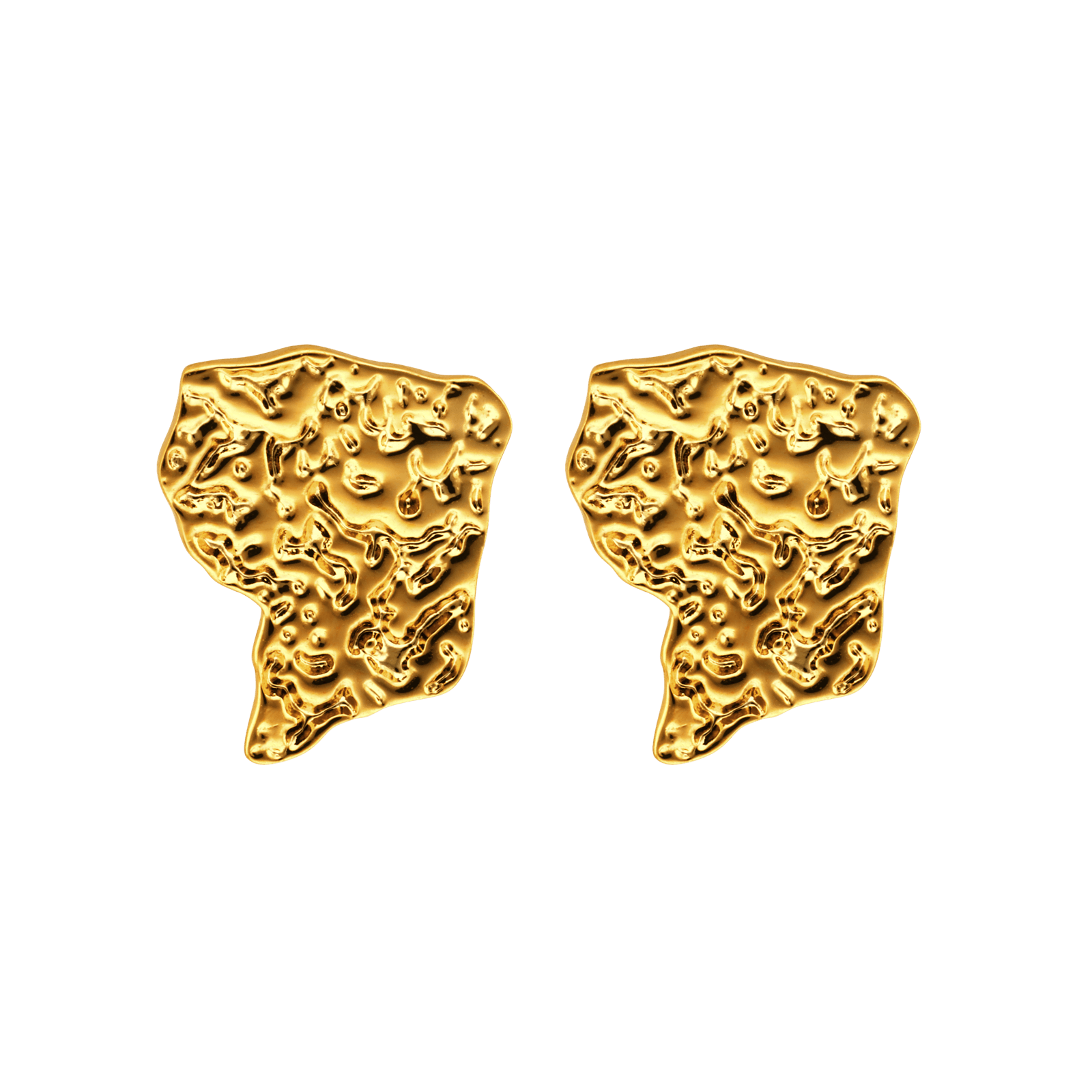 Boucles d'Oreilles Plaqué or Carte Guyane Martelé 12mm