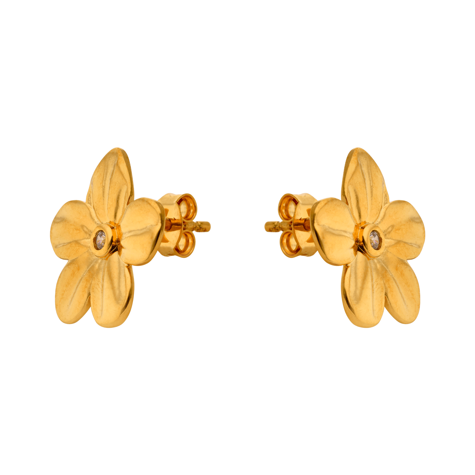 boucle d'oreille Plaque Or fleur 1 Oxyde de Zirconium