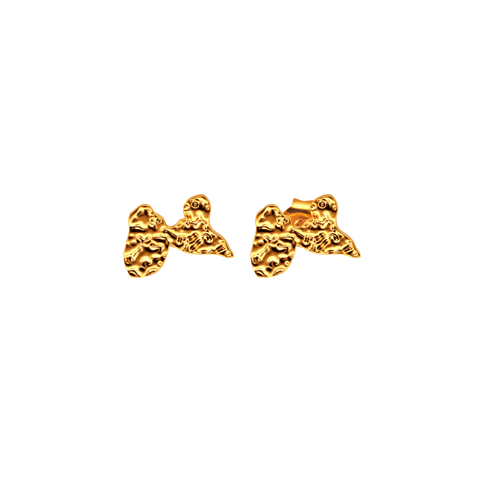 Boucles d'Oreilles Plaqué or Carte Guadeloupe Martelé 12mm