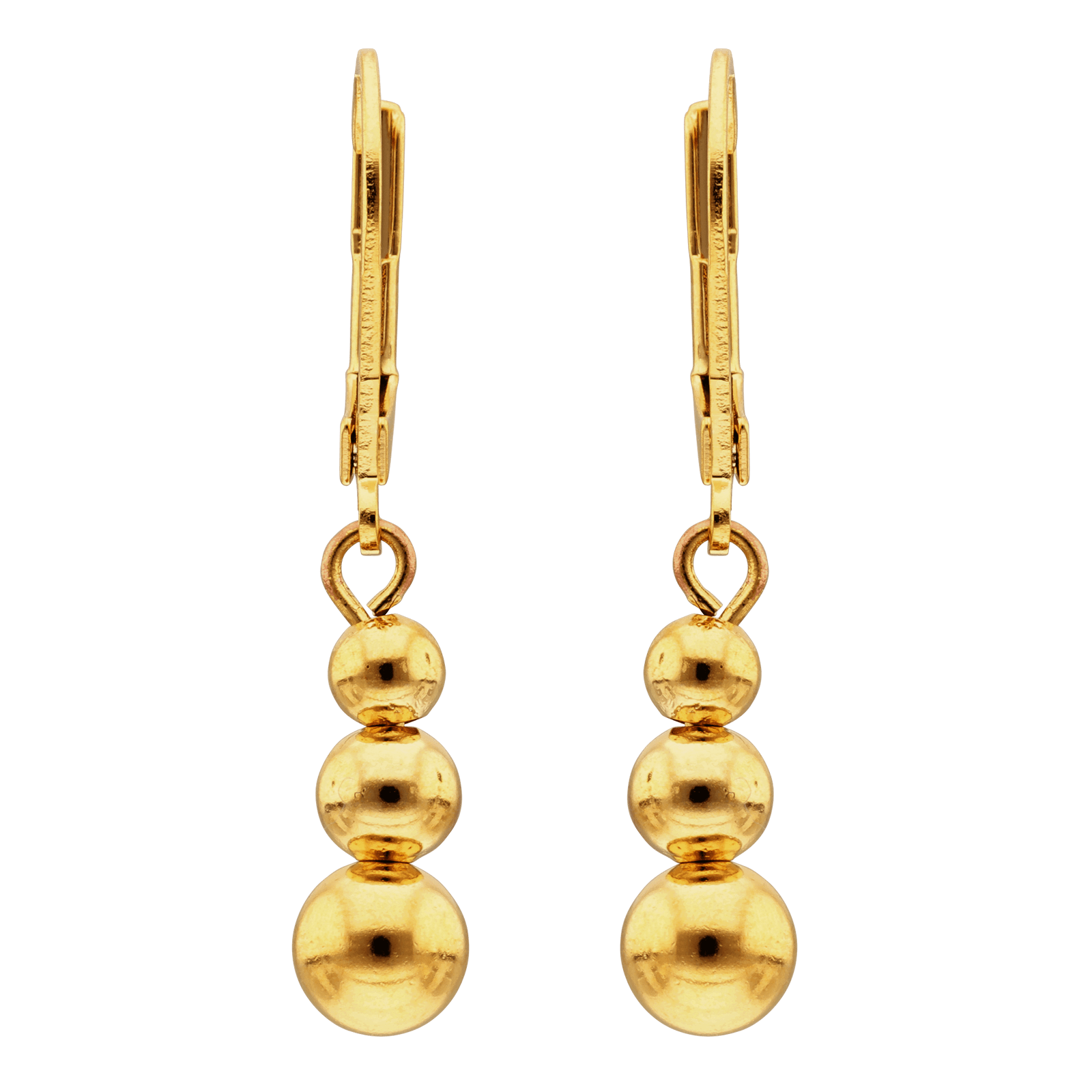Boucles d'Oreilles Plaqué or trois boules Chutes Lisses