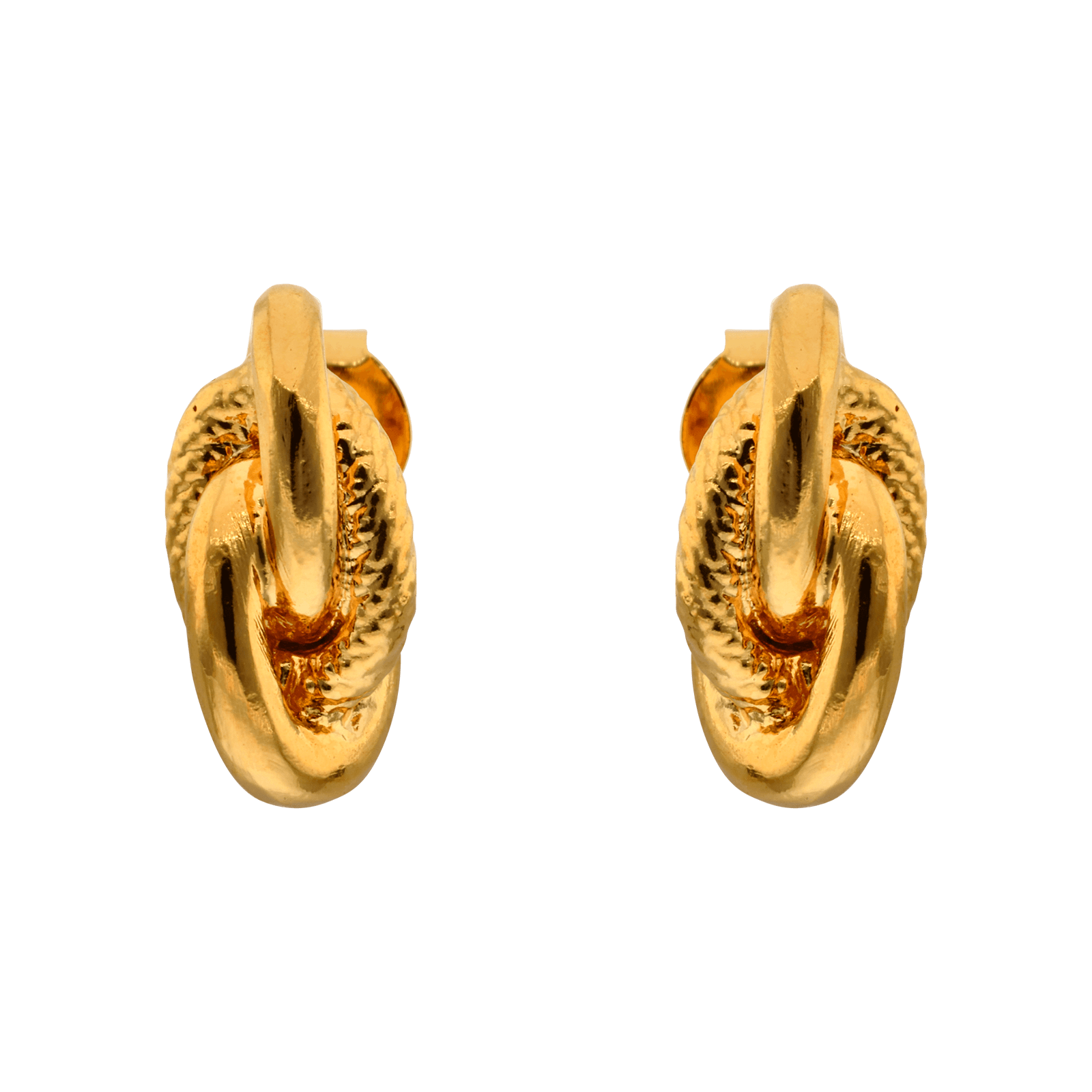 Boucle d'oreille Plaque Or Nœud antillais Lisse et Godronné