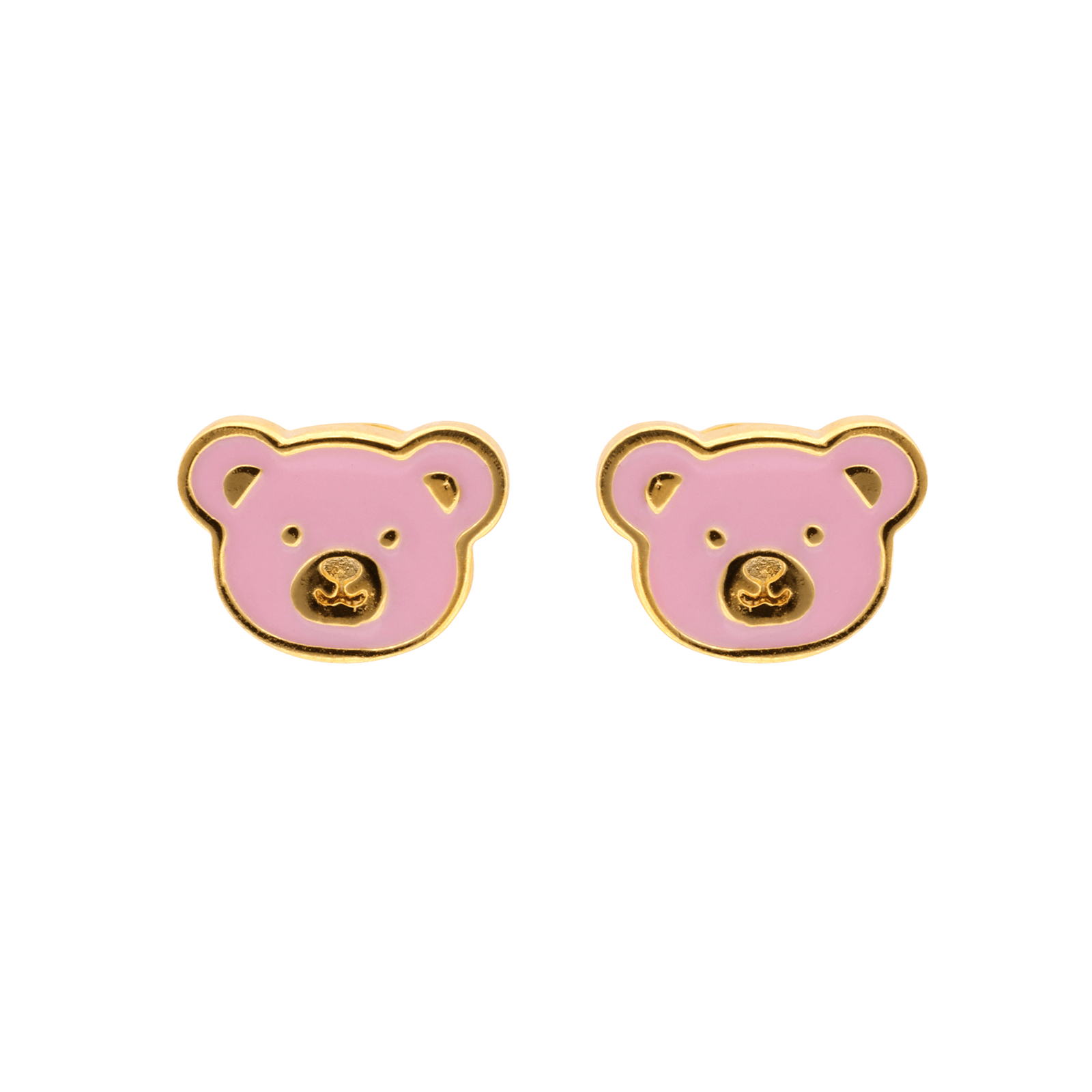 boucle d'oreille Plaque Or ourson Rose