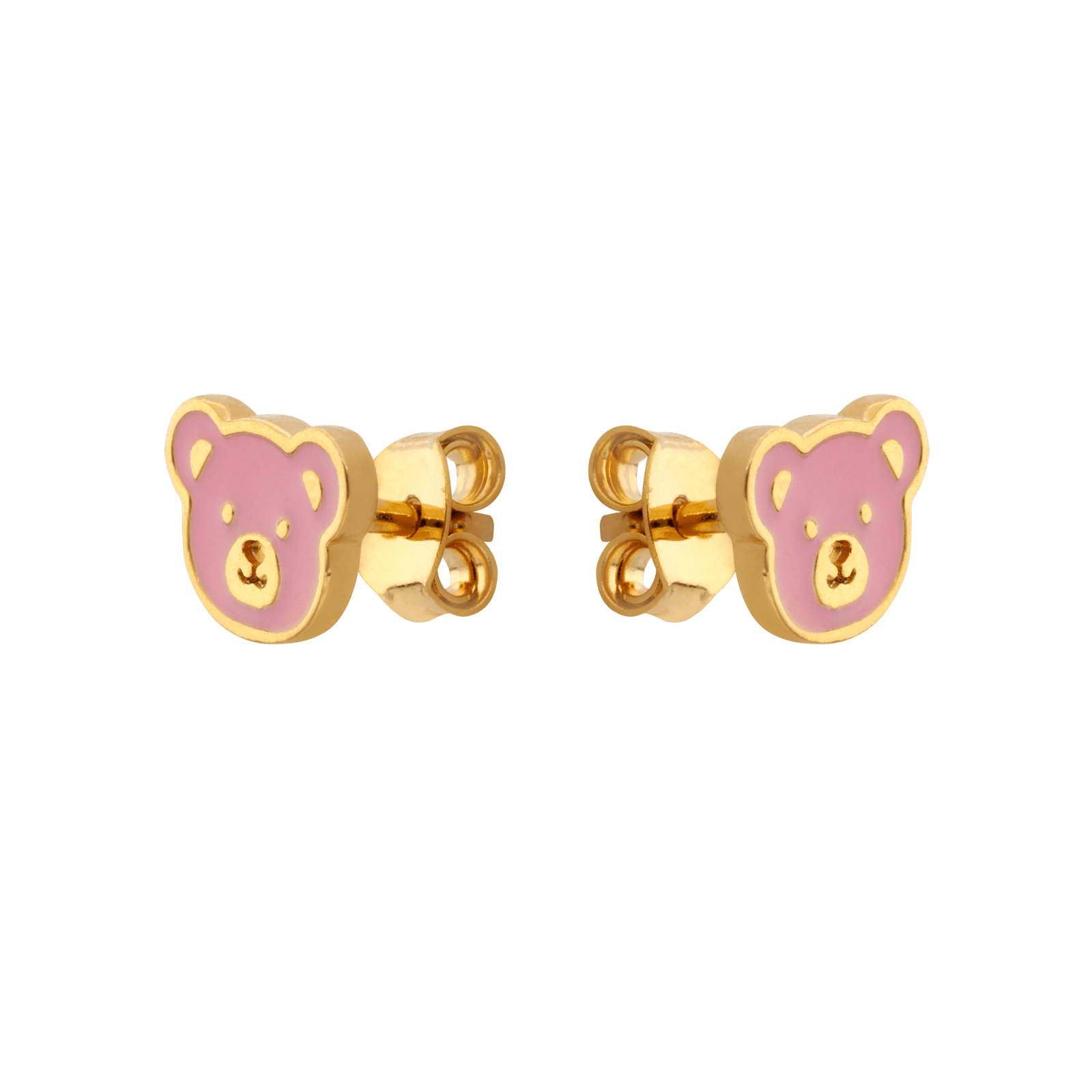 boucle d'oreille Plaque Or ourson Rose