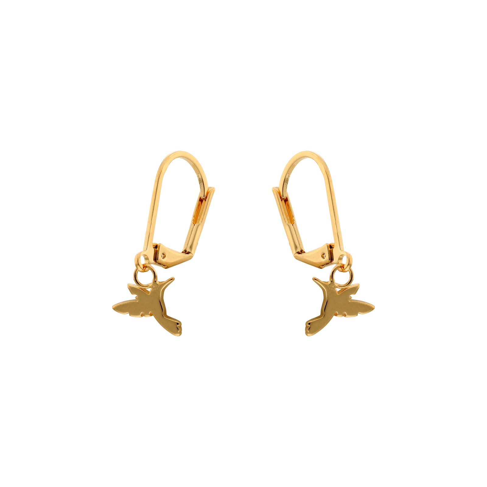 Boucles d'Oreilles Plaqué or Enfant Dormeuse colibri
